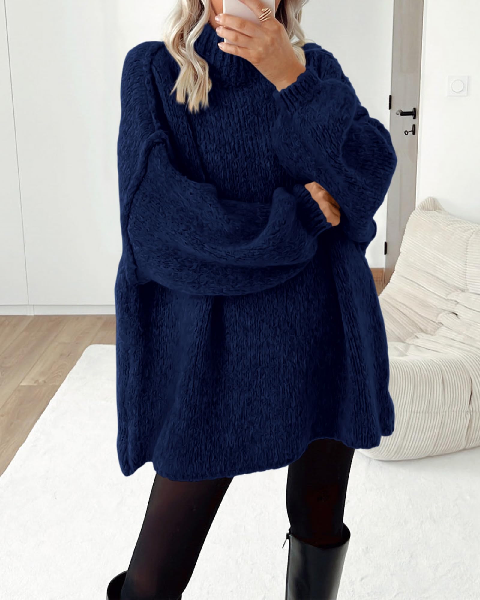 BTFBM Sweaters for Women Fall Long Sleeve Mock Neck Cable Knit Oversized Sweater Pullover Tops Thick Winter Clothes