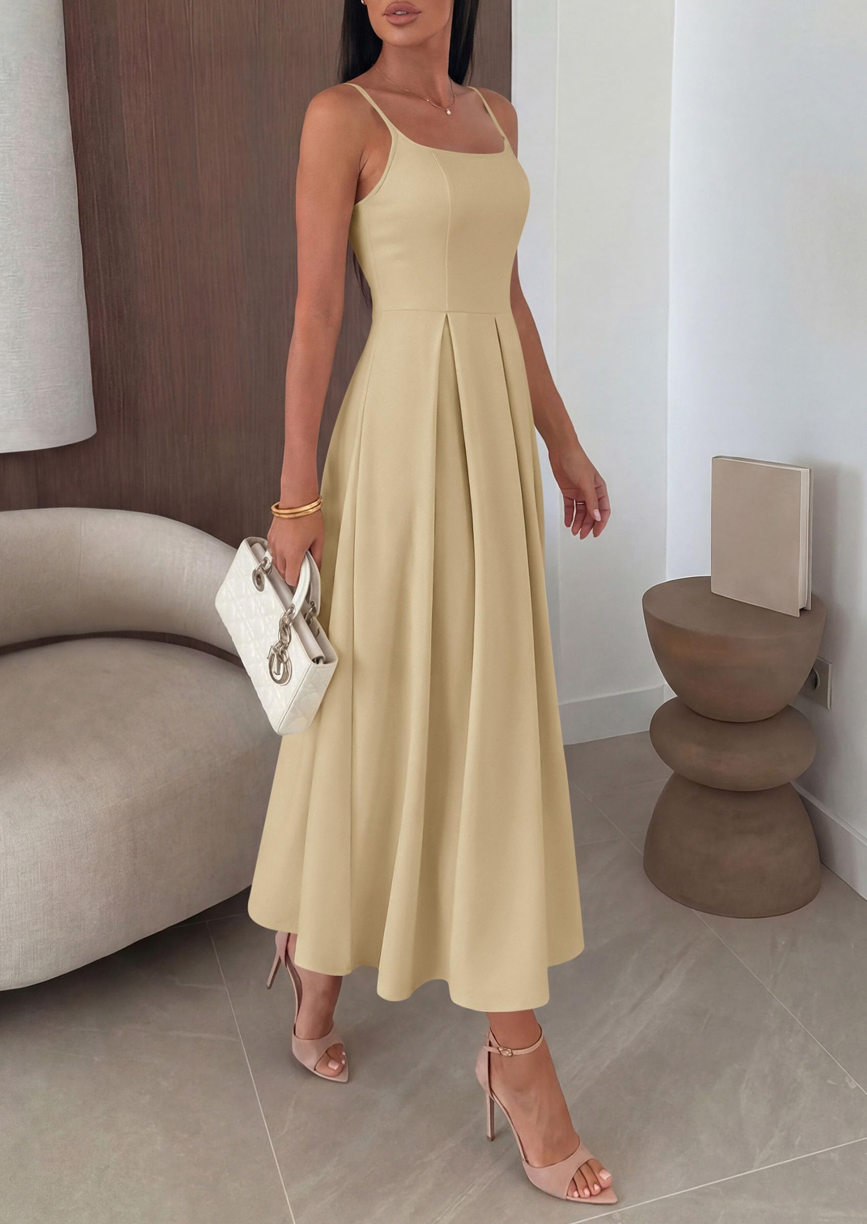 PRETTYGARDEN Cocktail Dresses for Women  Spring Elegant Ruffle A Line Long Flowy Summer Formal Wedding Guest Maxi Dress
