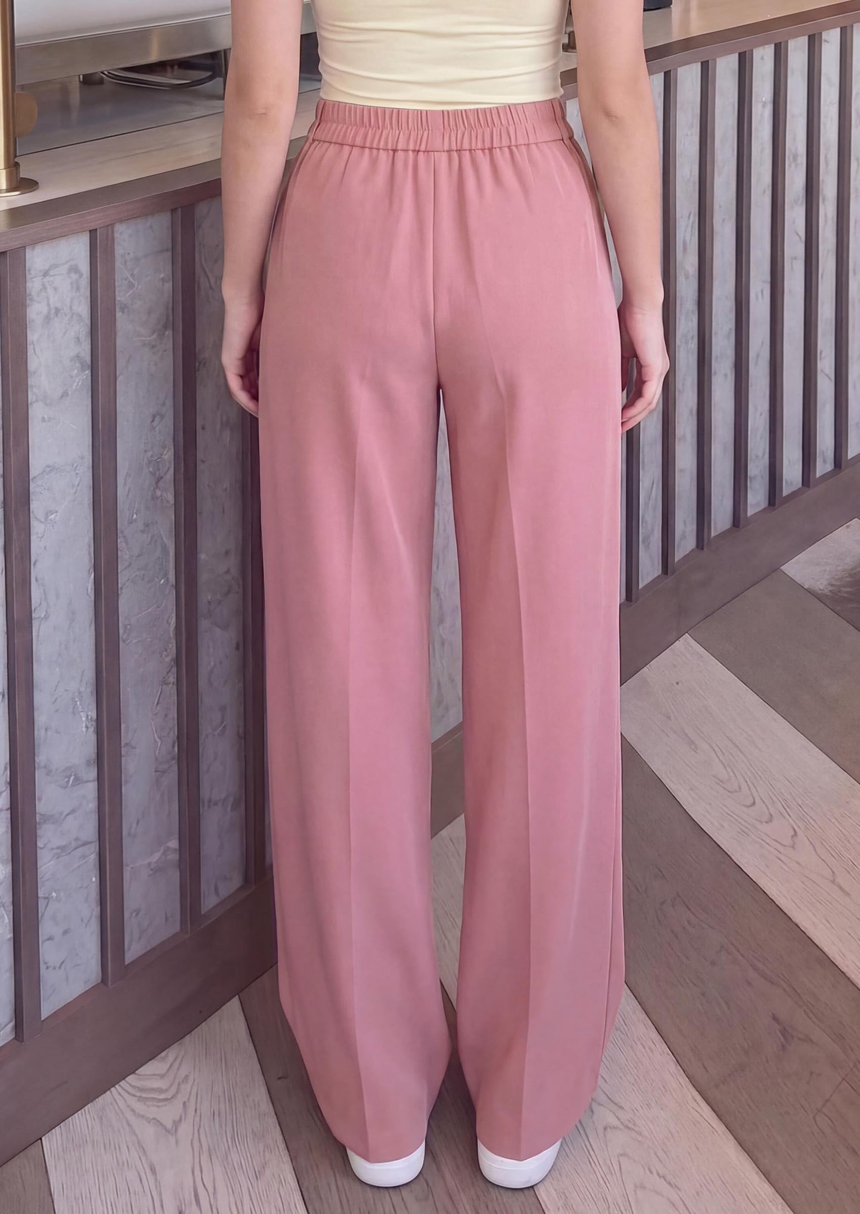 PRETTYGARDEN Women's Wide Leg Work Dress Pants Trousers | Palazzo Pant with Pockets, Lightweight Flowy, High Elastic Waistband, Office Wear, Business Casual Outfits, Fashion Clothing