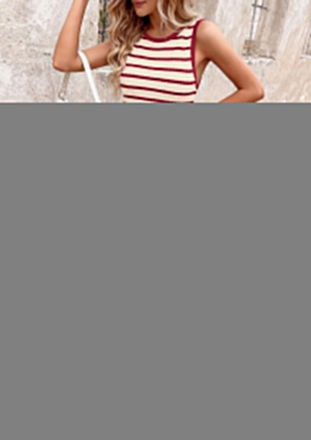 PRETTYGARDEN Sundresses for Women  Summer Striped Knit Side Slit Spring Fashion Bodycon Maxi Dress Beach Vacation Clothes