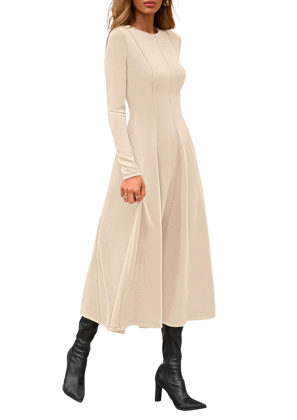 PRETTYGARDEN Cocktail Dresses for Women  Elegant Classy Fall Long Sleeve Midi A Line Flowy Modest Winter Party Dress