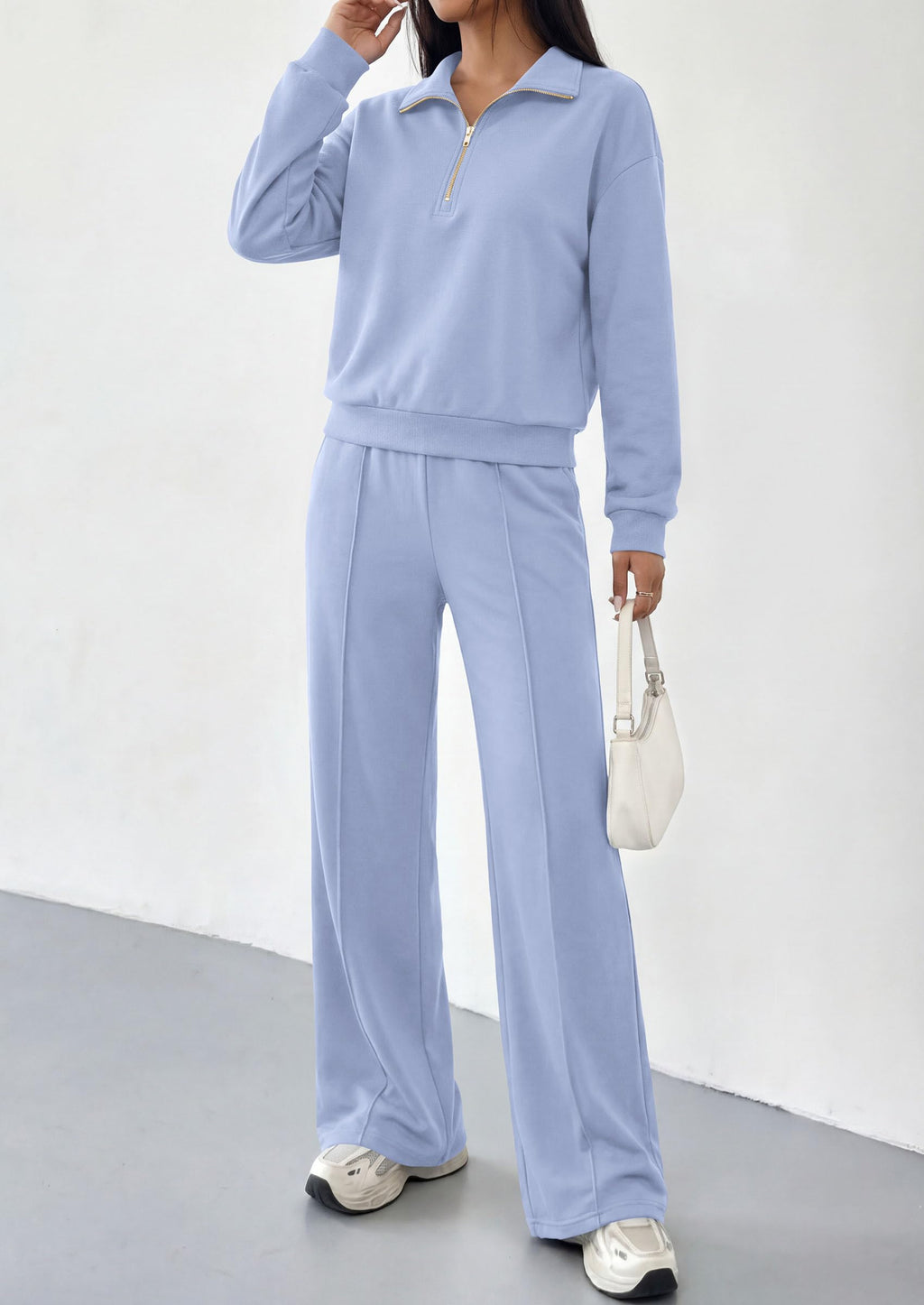 PRETTYGARDEN Women's Lounge Sets 2 Piece Outfits Sweatsuits | Half Zip Pullover Sweatshirts, Wide Leg Pants Pockets, Matching Workout Tracksuits, Airport Travel Resort Wear, Fall Clothes