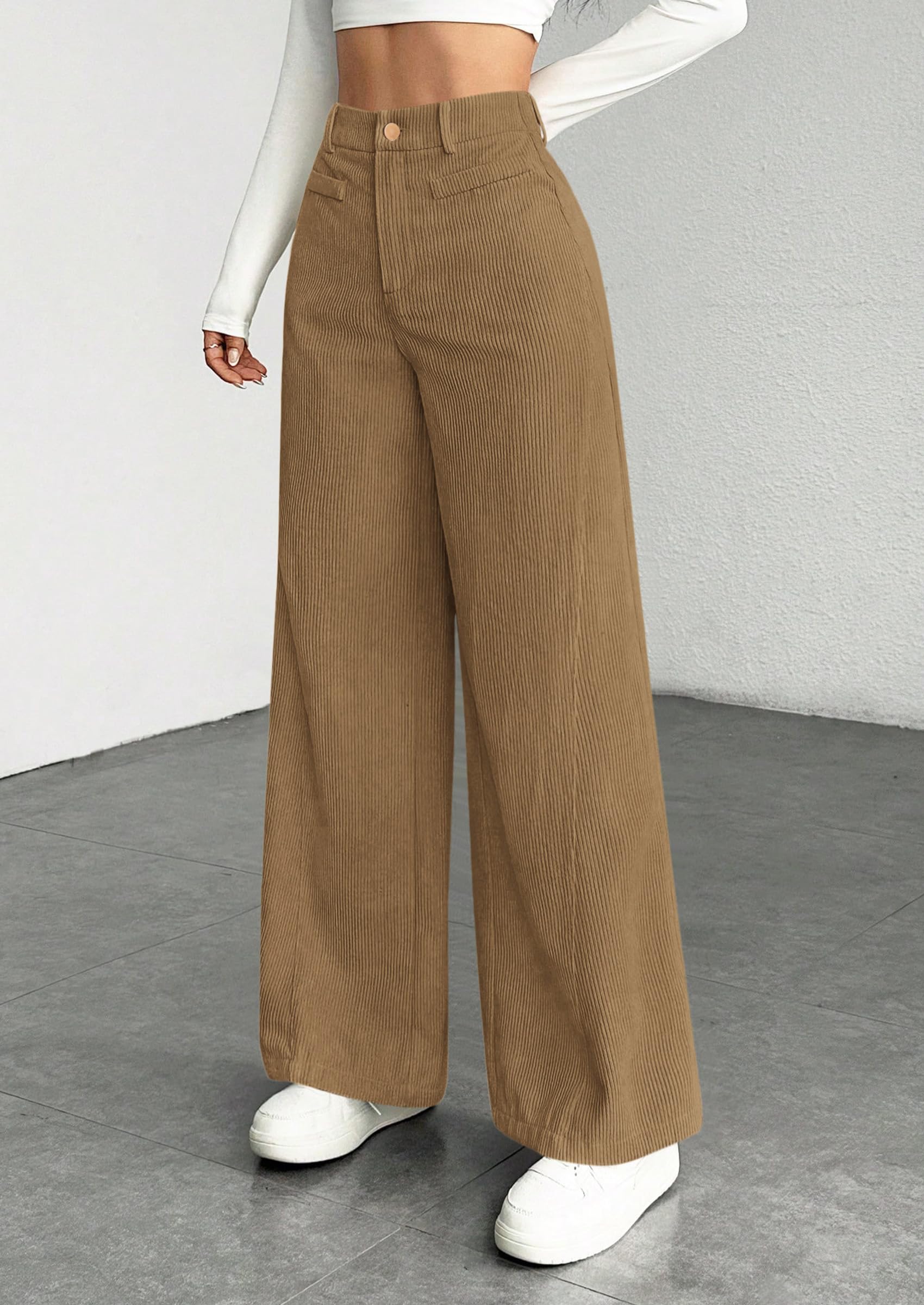 PRETTYGARDEN Women's High Waisted Corduroy Pants Casual