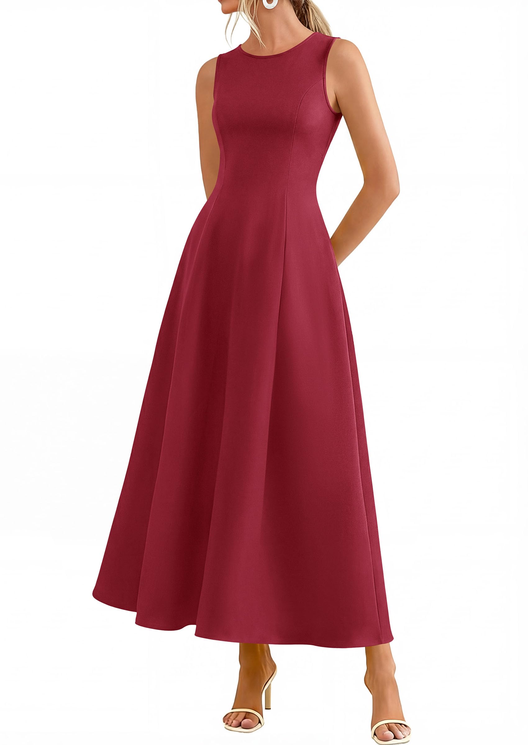 PRETTYGARDEN Women's Maxi Dress Summer Wedding Guest Spring A Line Long Tank Flowy Modest Sleeveless Cocktail Dresses