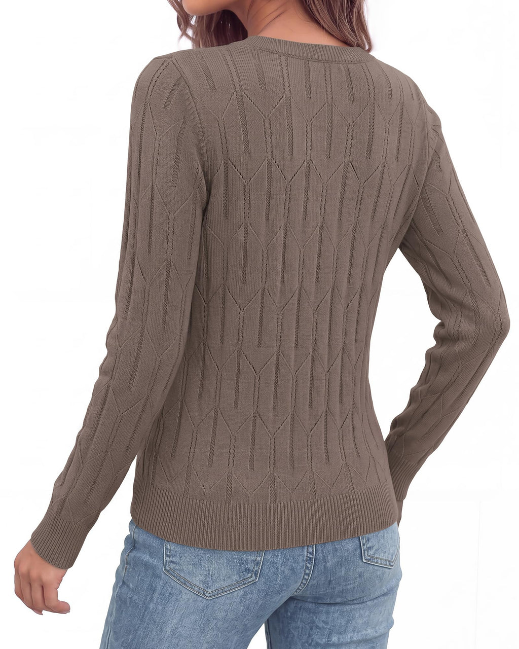 BTFBM Womens Sweaters Long Sleeve Crewneck Pullover Tops Dressy Casual Lightweight Knit Sweater,Small Hollow Out Boho Shirts, Fall Fashion,Winter Layer Basic Clothes,Business Casual Outfits