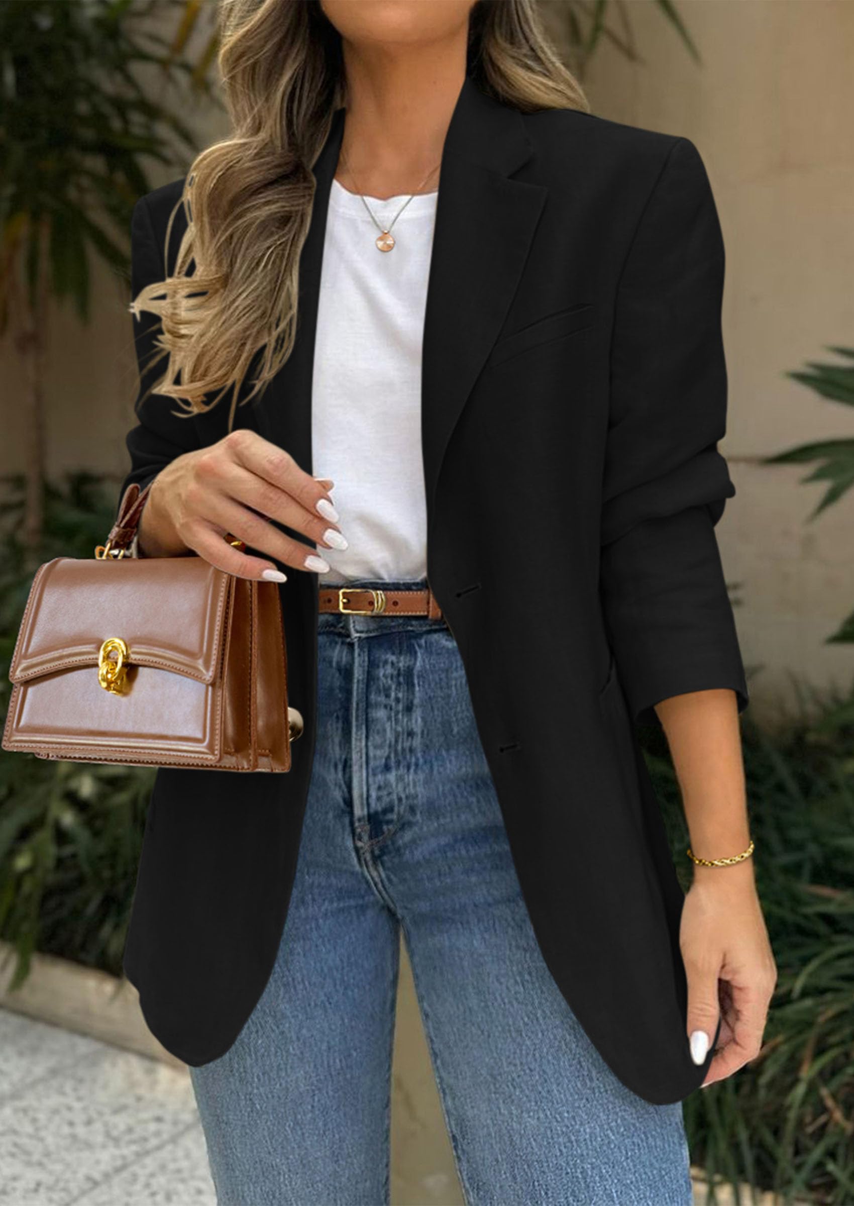 PRETTYGARDEN Blazers for Women Business Casual Long Sleeve Lapel Open Front Suit Jacket Work Blazer with Pockets