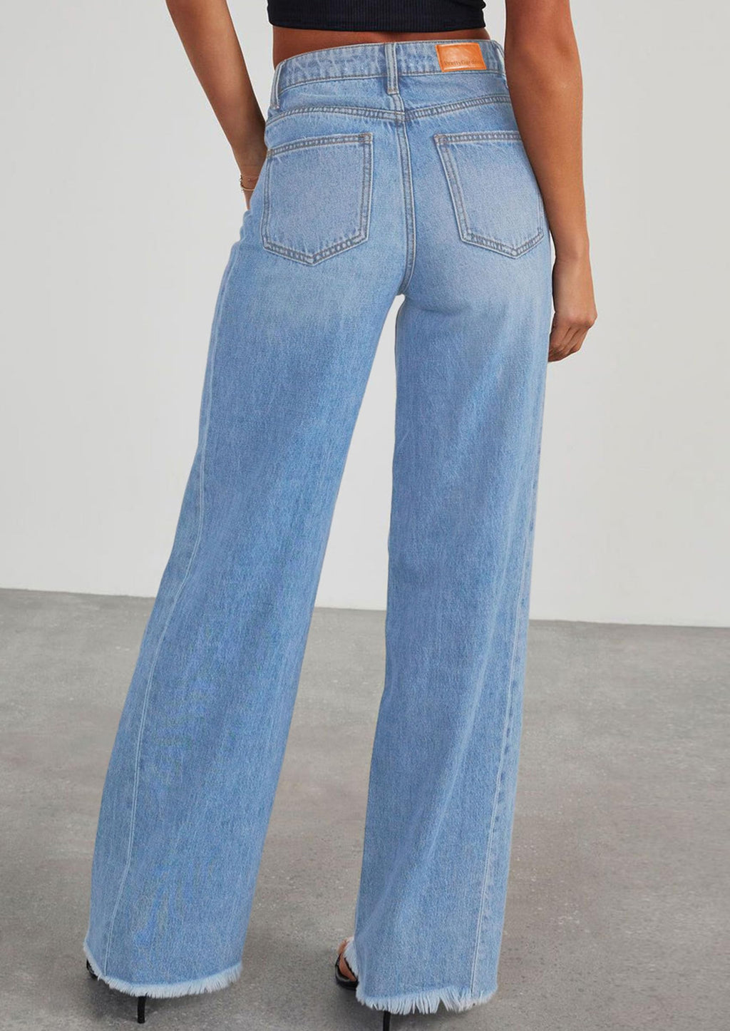 PRETTYGARDEN Wide Leg Jeans for Women Trendy High Waisted Stretchy Baggy Raw Hem Denim Palazzo Pants Fall Clothes