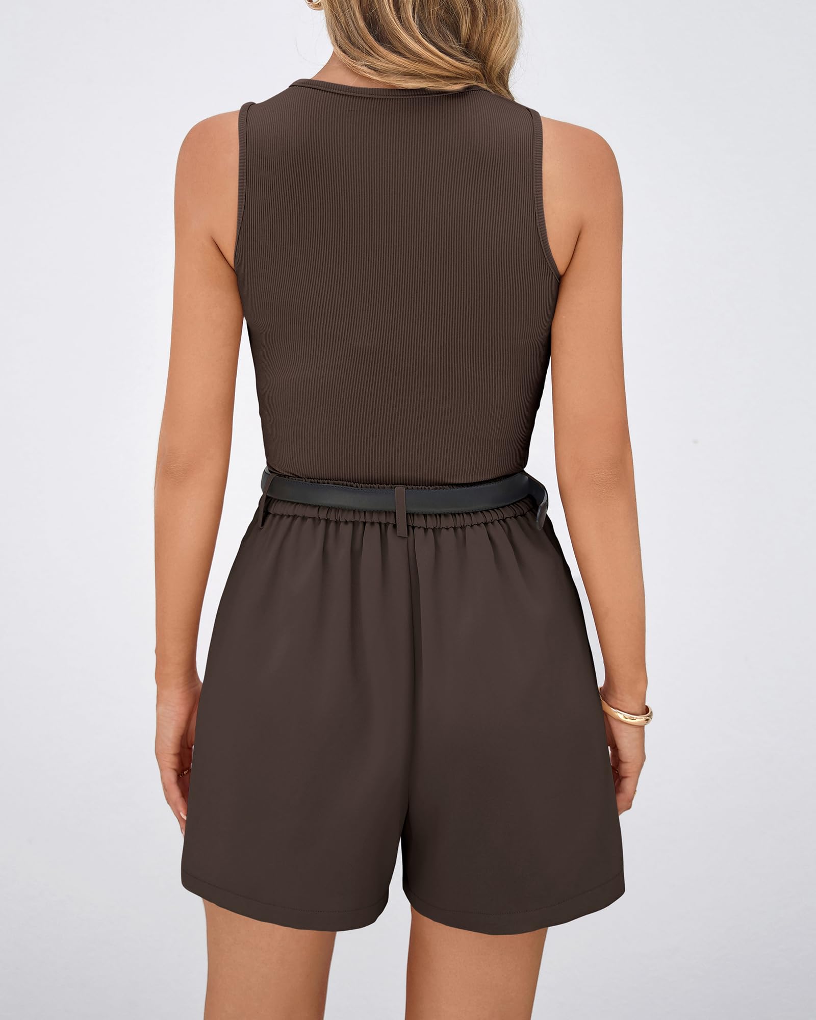 BTFBM 2 Piece Sets for Women Summer Sleeveless Matching Short Sets Tank Crew Neck Airport Travel Outfits Pockets