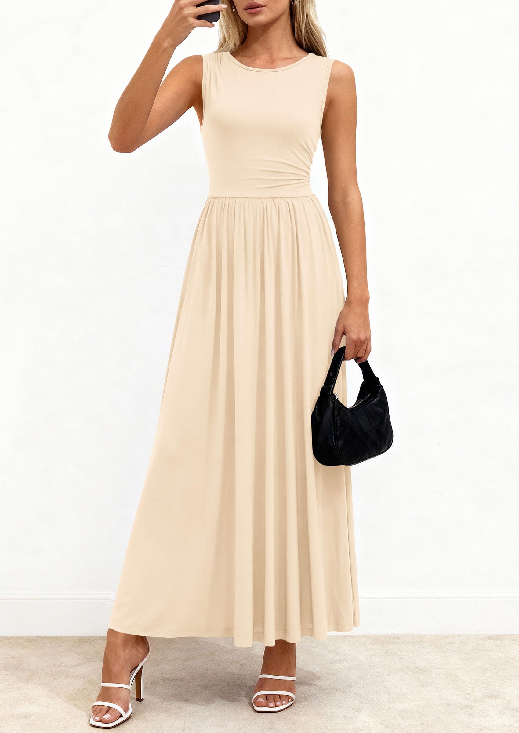 PRETTYGARDEN Summer Maxi Dresses for Women Sleeveless A Line Flowy Long Casual Sundress Wedding Guest Fashion Clothing