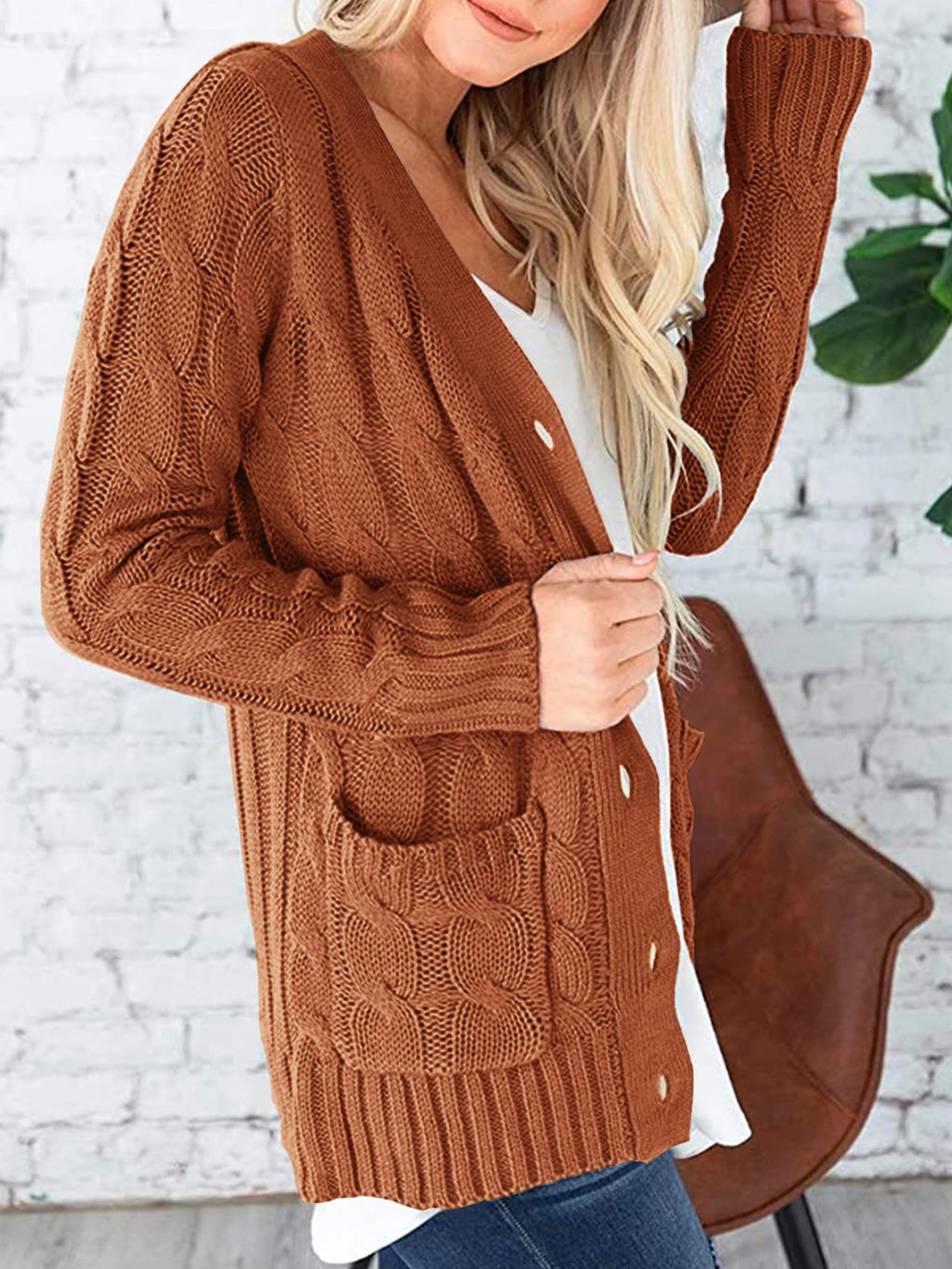 PRETTYGARDEN Women's Open Front Cardigan Sweaters Fall Fashion Button Down Cable Knit Chunky Winter Clothing Outerwear Coats