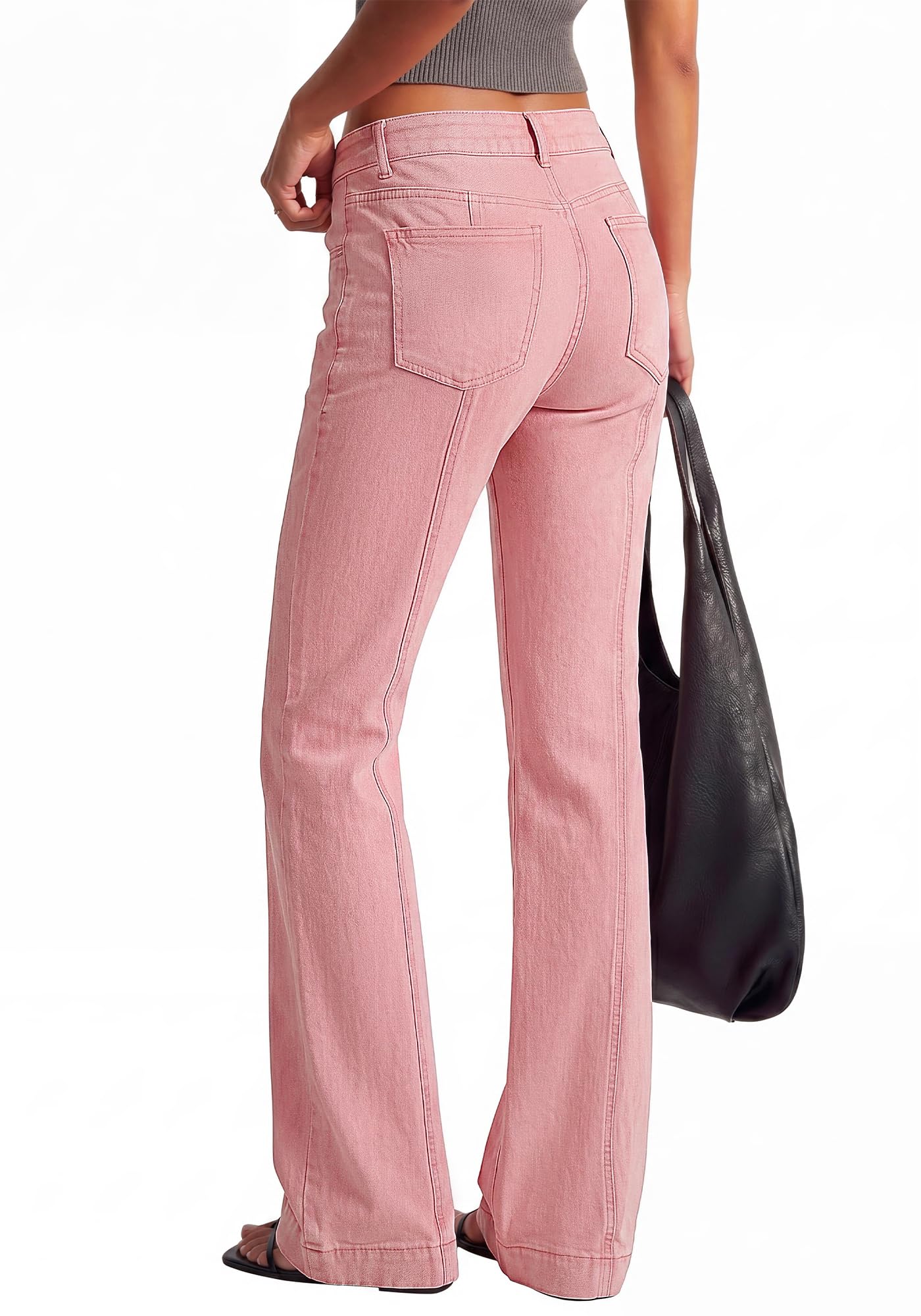 BTFBM Straight Leg Jeans for Women Stretchy Curve Appeal Pants Front Seam, Little Flare Bootcut Jean, High Waisted Denim Pockets, Travel Airport Outfits, Trendy Fall Fashion Clothing