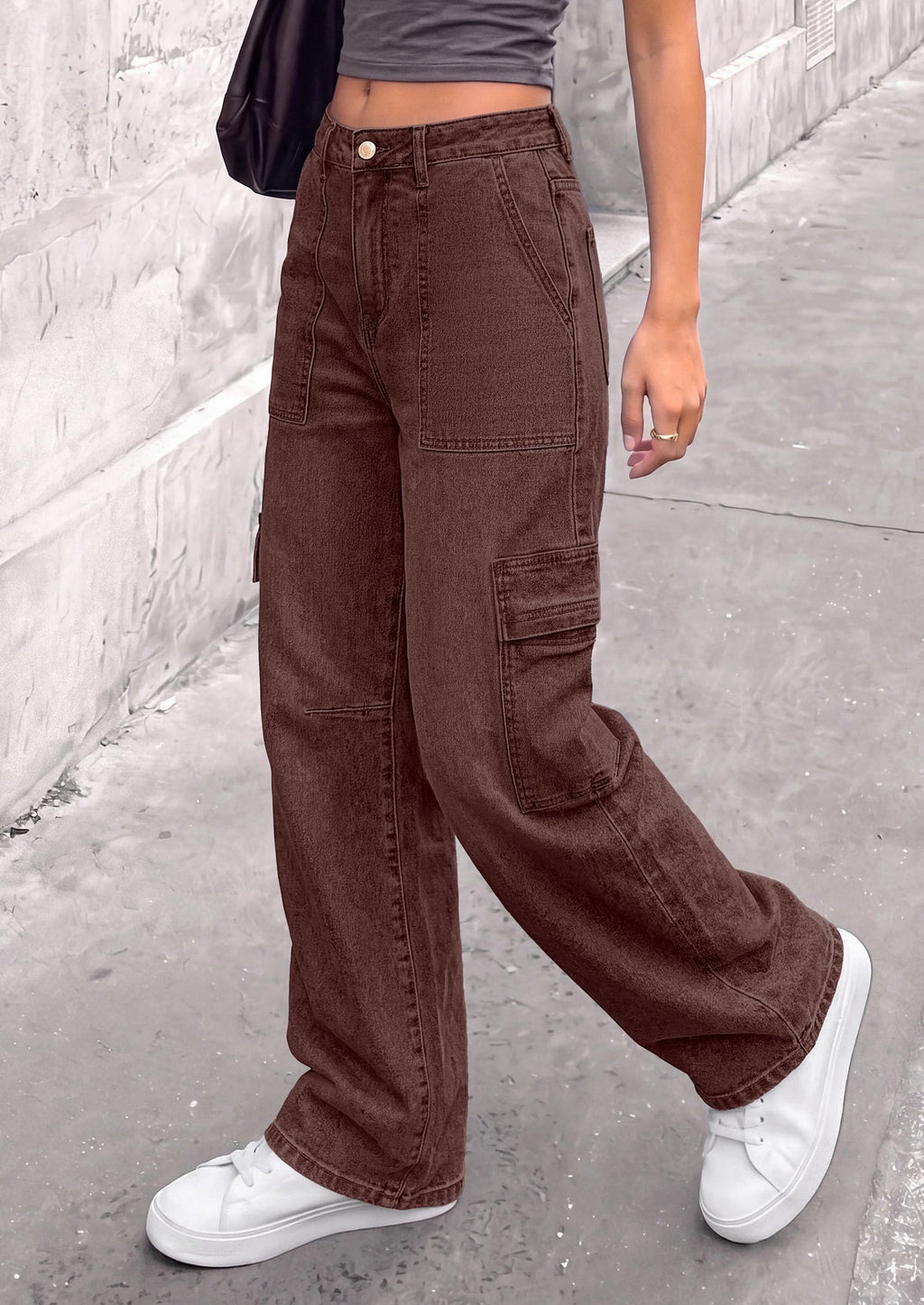 PRETTYGARDEN Barrel Pants Women Wide Leg Baggy Denim Jeans Relaxed Fit,Utility Pockets,Loose Streetwear,Boyfriend Style,Y2K Outfits,Fashion Cargo Pants,Fall Clothes