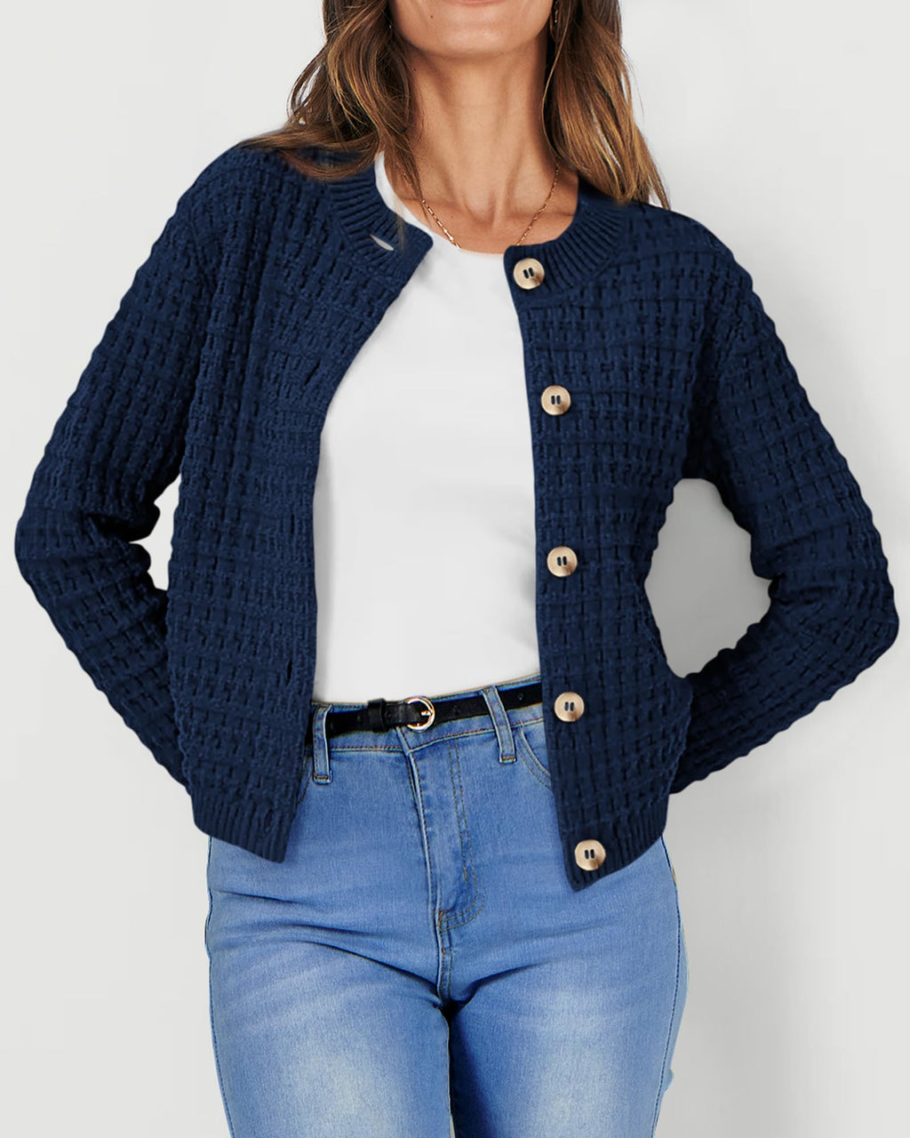 PRETTYGARDEN Women's Knit Cardigan Sweaters Casual Long Sleeve Open Front Button Down Trendy Jackets Outerwear