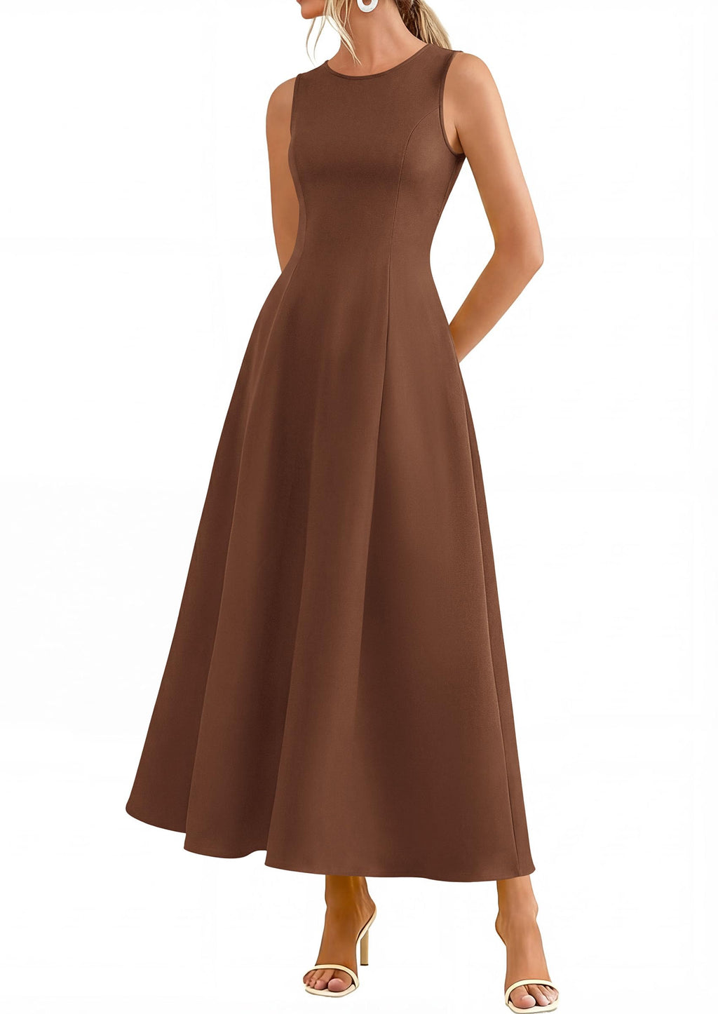 PRETTYGARDEN Women's Maxi Dress Summer Wedding Guest Spring A Line Long Tank Flowy Modest Sleeveless Cocktail Dresses