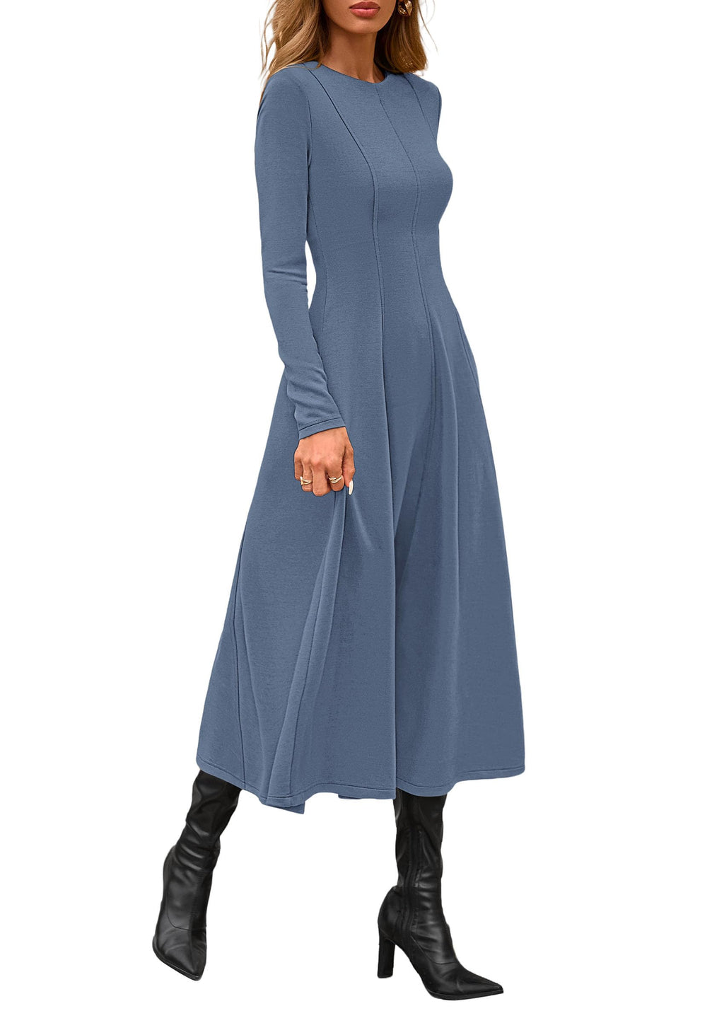 PRETTYGARDEN Cocktail Dresses for Women  Elegant Classy Fall Long Sleeve Midi A Line Flowy Modest Winter Party Dress