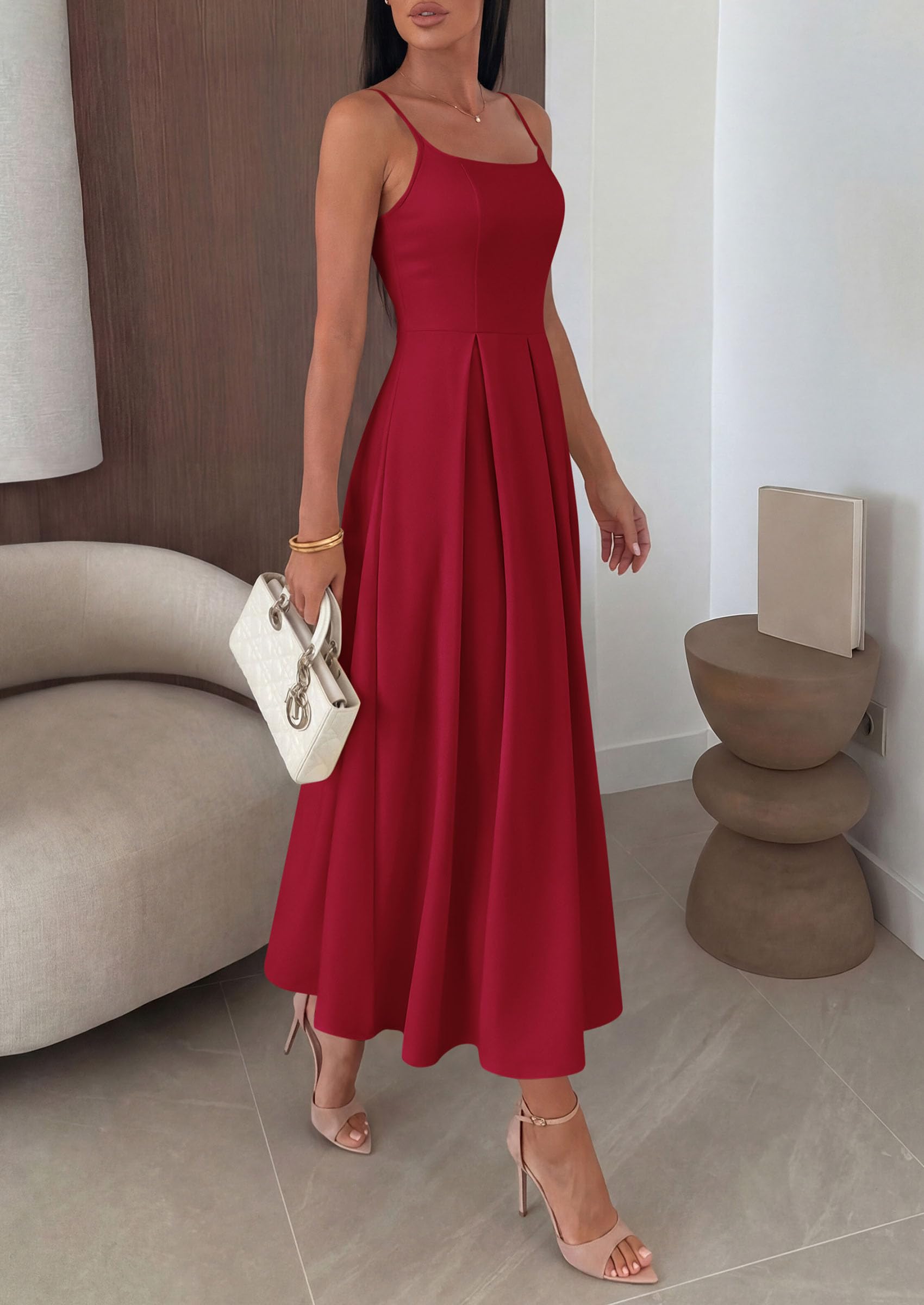 PRETTYGARDEN Cocktail Dresses for Women  Spring Elegant Ruffle A Line Long Flowy Summer Formal Wedding Guest Maxi Dress