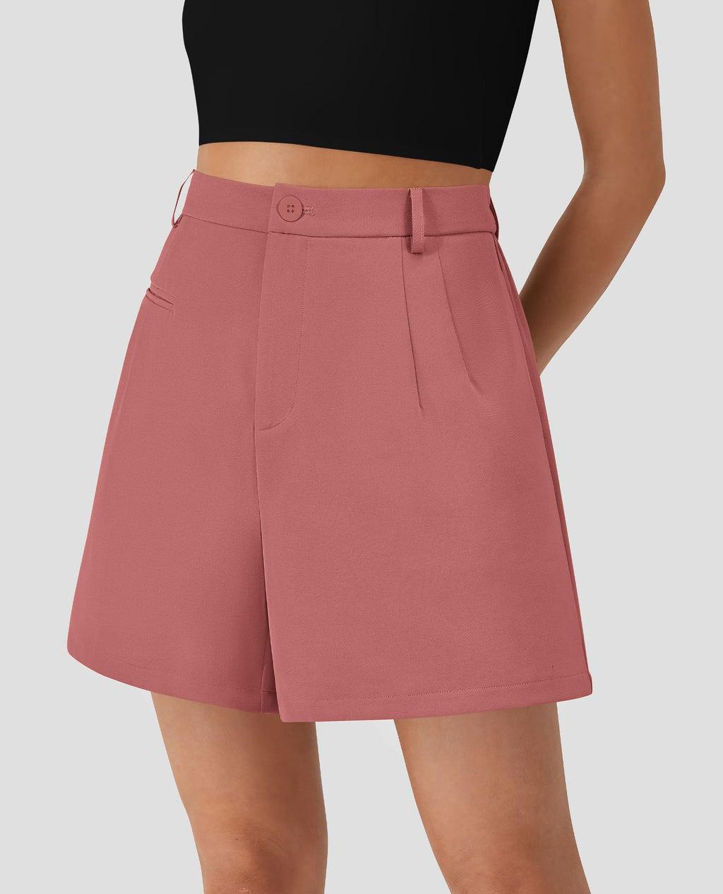 PRETTYGARDEN Shorts for Women Dressy Summer Elastic High Waisted Wide Leg Business Casual Work Shorts with Pockets