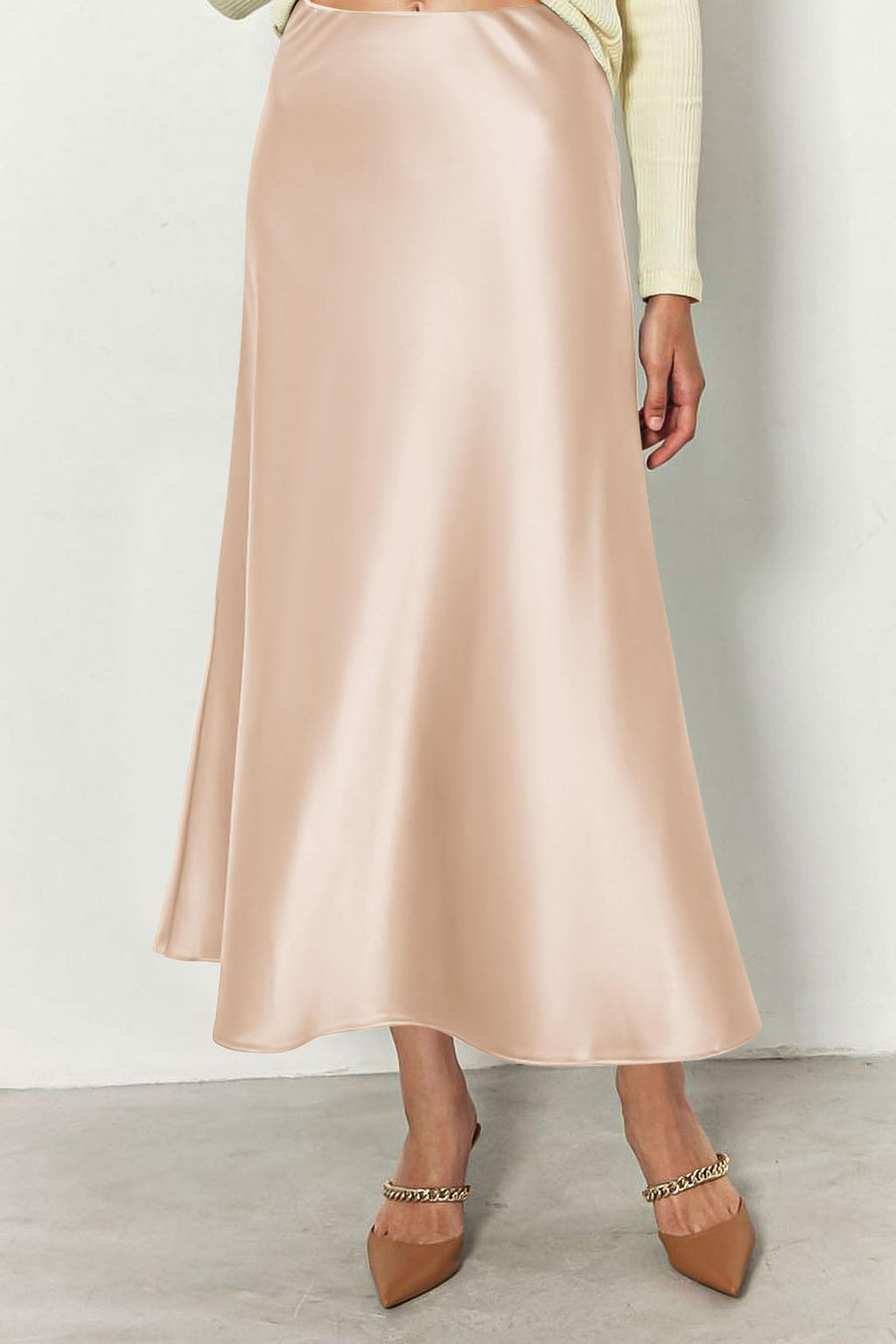 PRETTYGARDEN Women's Satin Skirts Dressy Casual Fall High Waisted Cocktail Wedding Flowy Elegant A Line Midi Skirt