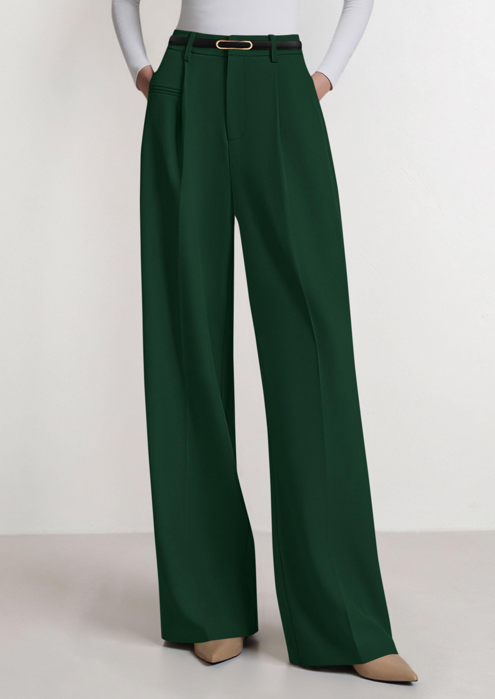 PRETTYGARDEN Womens Wide Leg Dress Pants Business Casual Flowy Work Palazzo Pants High Waisted Slacks Trousers