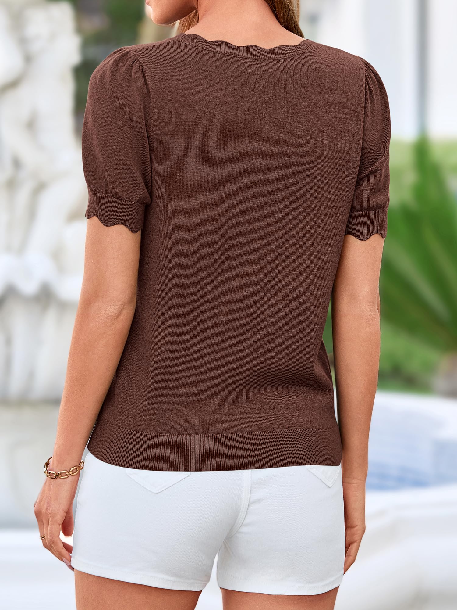BTFBM Short Sleeve Sweater for Women Spring Summer Knit Basic Tops Lightweight Business Casual Vacation Outfits