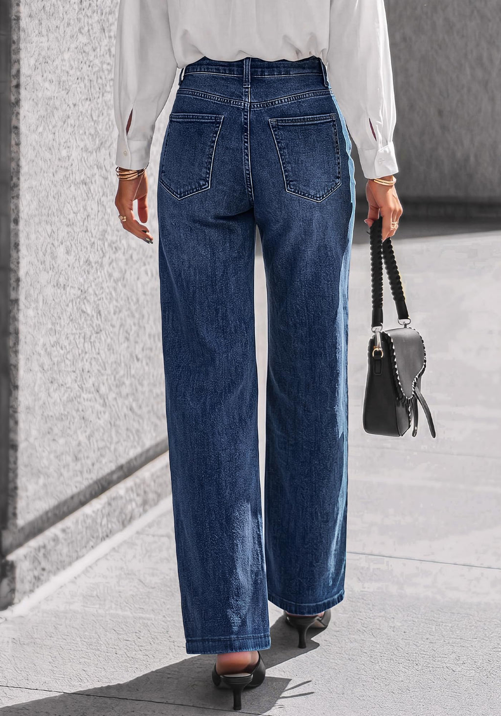 BTFBM Front Seam Stretchy Wide Straight Leg Jeans for Women Trendy Boyfriend Baggy Denim Jeans, High Waisted Palazzo Pants, 5-Pocket, Relaxed Fit, Full Length, Casual Bottoms, Fall Outfits