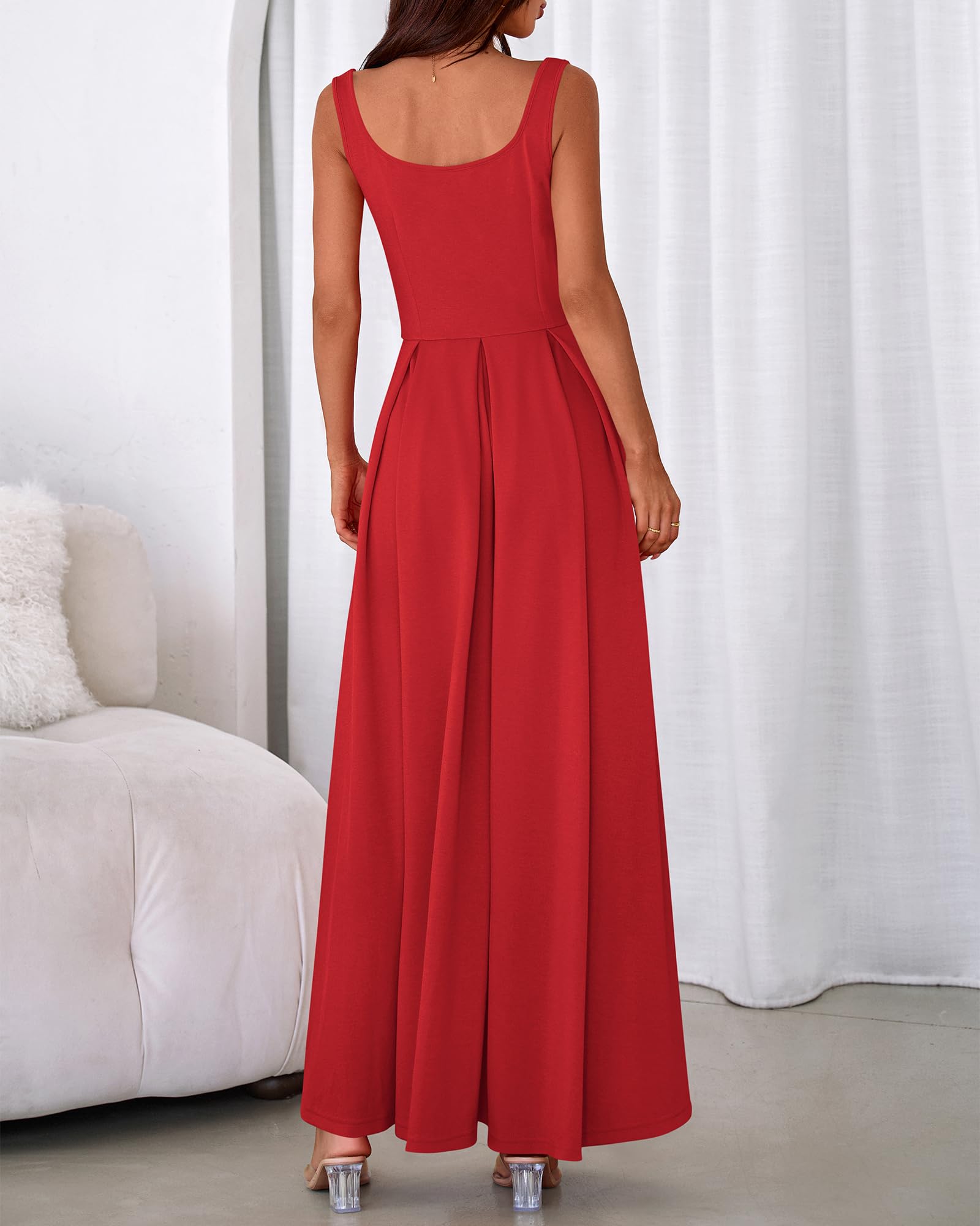 BTFBM Women Summer Square Neck Maxi Dress Spring Elegant Classy Sleeveless Formal Wedding Guest Cocktail Dresses