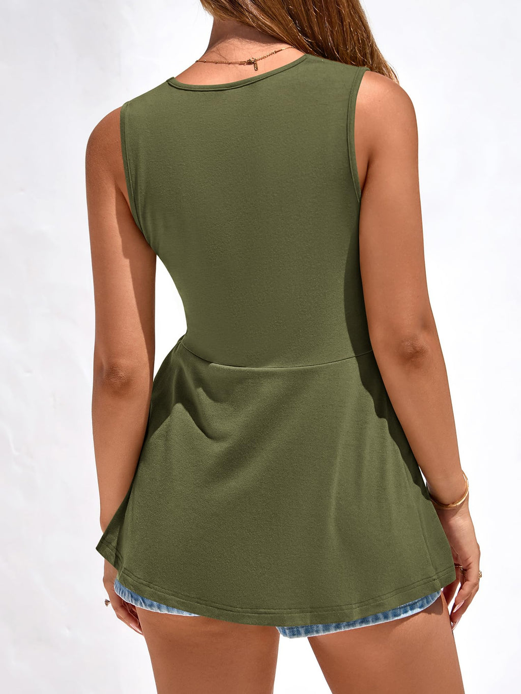 FreshPretty Tank Top for Women Spring Summer Tops Babydoll Twist Front V Neck Sleeveless Flowy Dressy Casual Blouses