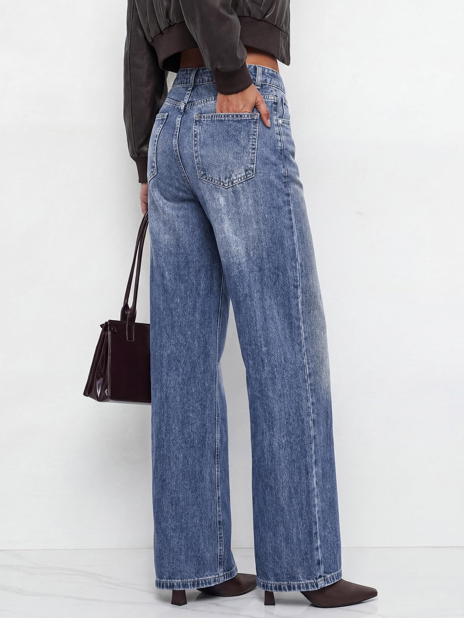BTFBM Women Casual Straight Leg Jeans Trendy High Waisted, Pockets, Long Denim Pants, Slacks, Bottoms, Vacation Outfits, Travel Airport, Fashion Clothes, Fall Winter
