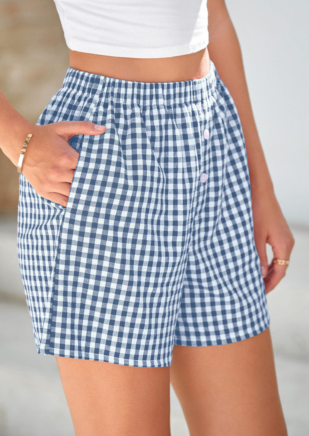 PRETTYGARDEN Womens Shorts Boxers Summer Gingham Pajama Lounge Sleep Y2K Plaid Pj Shorts Beach Bottoms