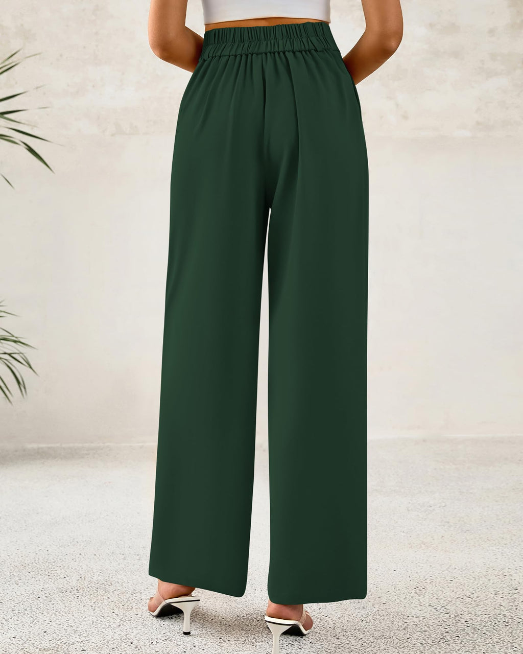 BTFBM Women Wide Leg Dress Pants High Waisted Button Pleated Business Casual Trousers Office Work Palazzo Pants