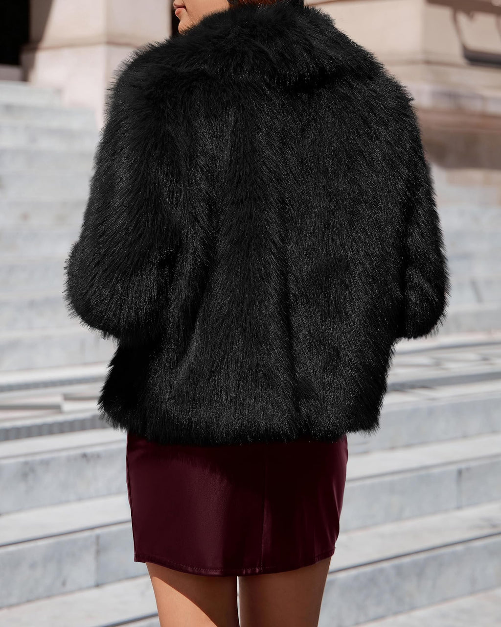 BTFBM Faux Fur Jacket Women Fluffy Winter Cropped Coats Zip Up Fuzzy Jackets Long Sleeve Furry Coat Fall Clothes