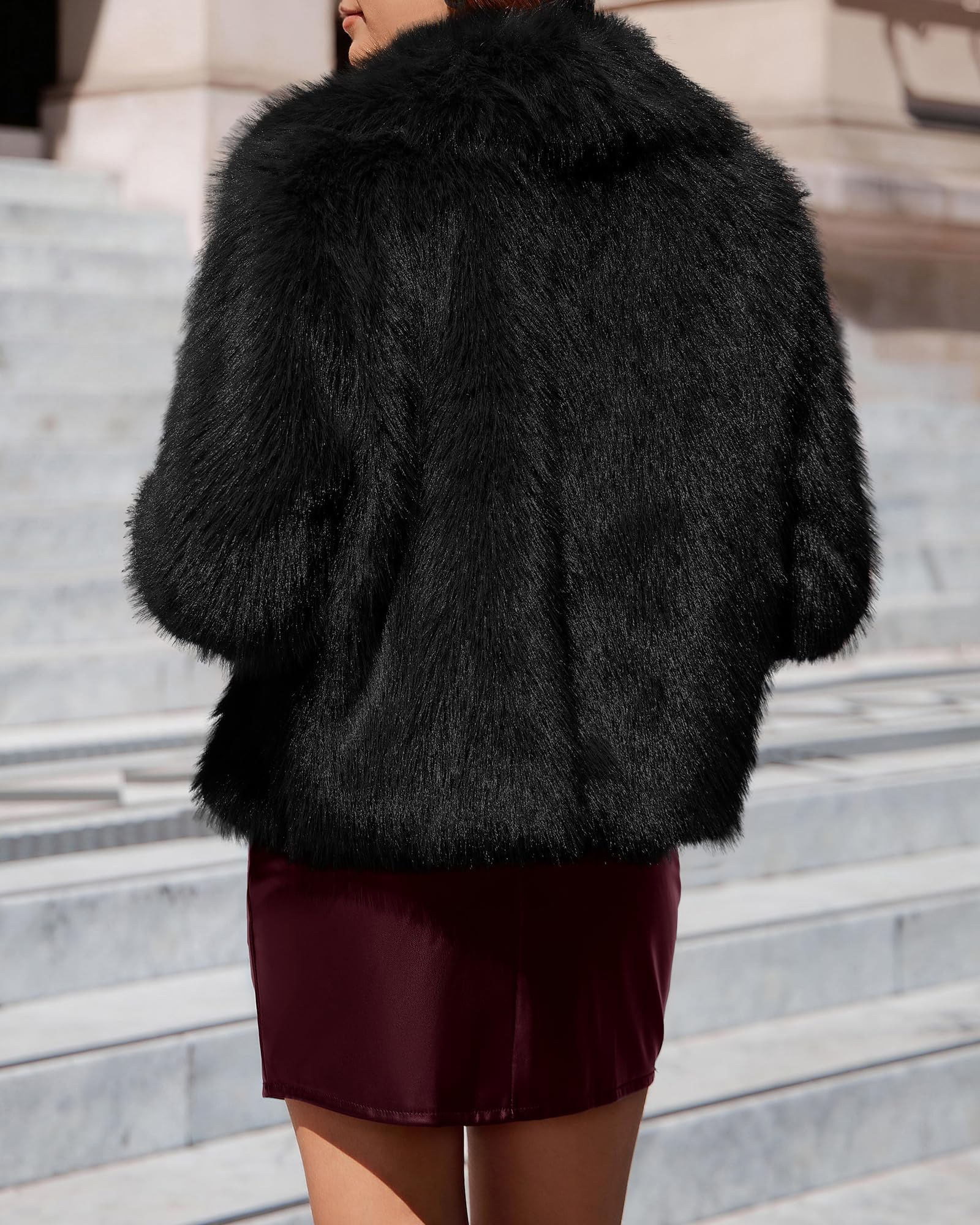 BTFBM Faux Fur Jacket Women Fluffy Winter Cropped Coats Zip Up Fuzzy Jackets Long Sleeve Furry Coat Fall Clothes