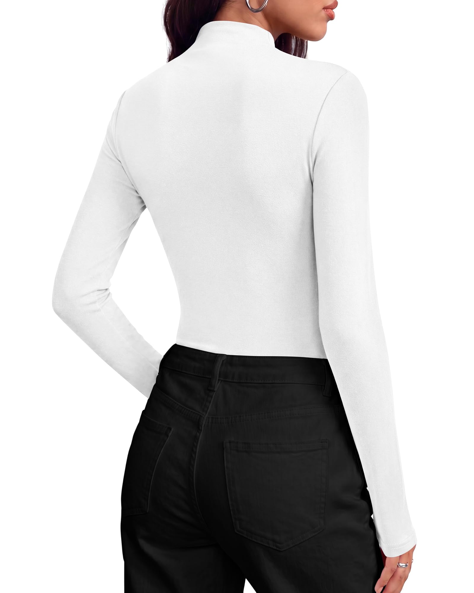 BTFBM Mock Tops for Women Fitted Long Sleeve Shirts Fall Fashion Clothing Thermal Layering Undershirts Going Out Outfits