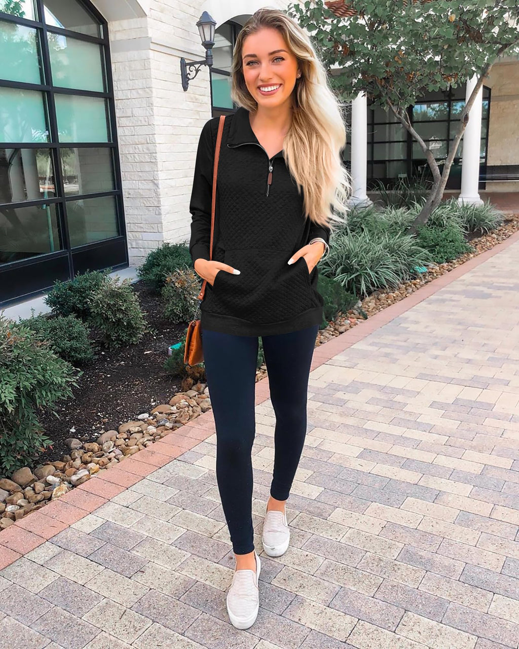 BTFBM Women Fashion Quilted Pattern Lightweight Zipper Long Sleeve Plain Casual Ladies Sweatshirts Pullovers Shirts Tops