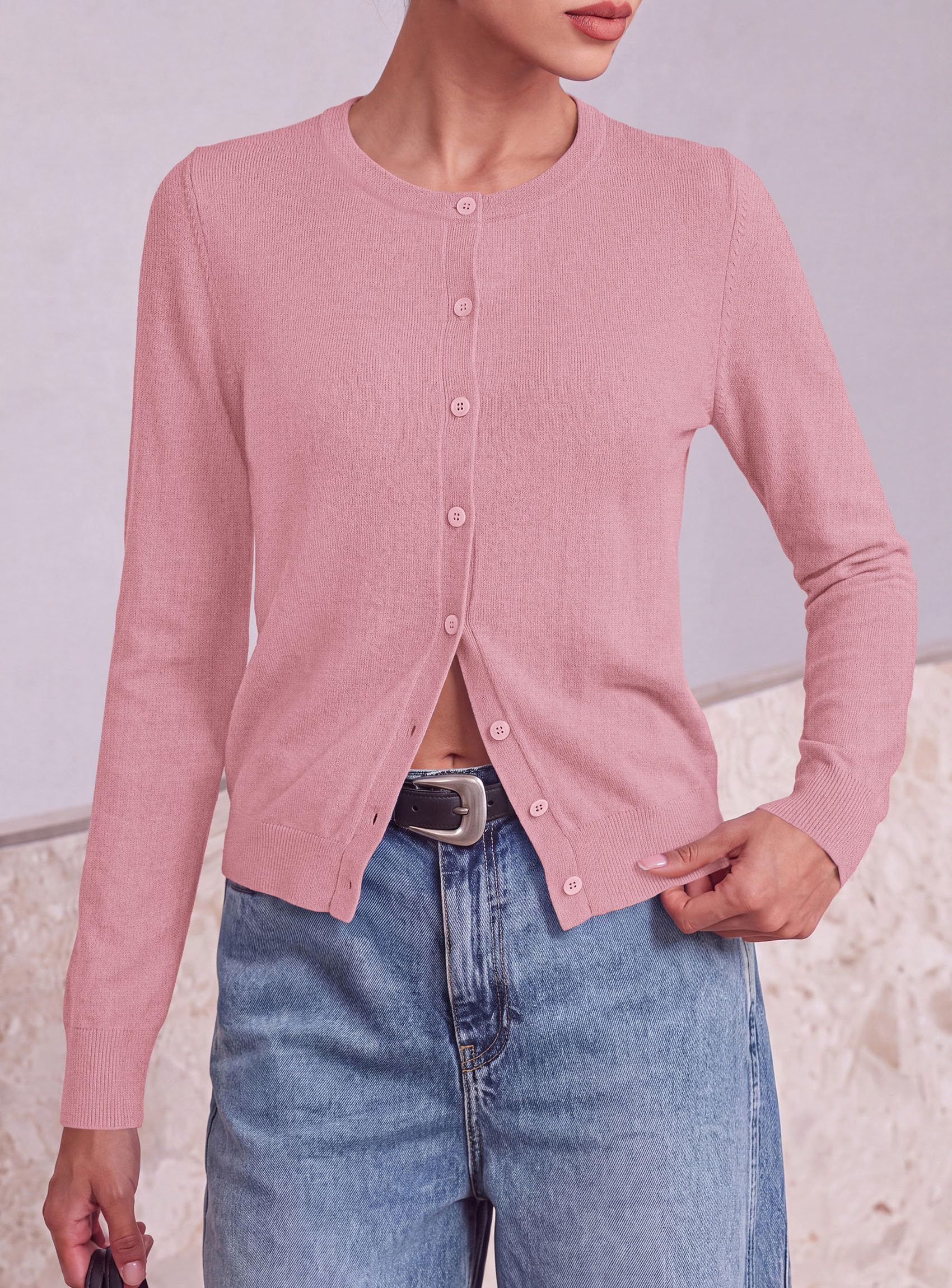 PRETTYGARDEN Lightweight Cardigans for Women Knit Sweaters Long Sleeve Button Down Shirts, Casual Work Office Going Out Tops, Fall Winter Layering Clothes, Bolero Shrugs for Dresses
