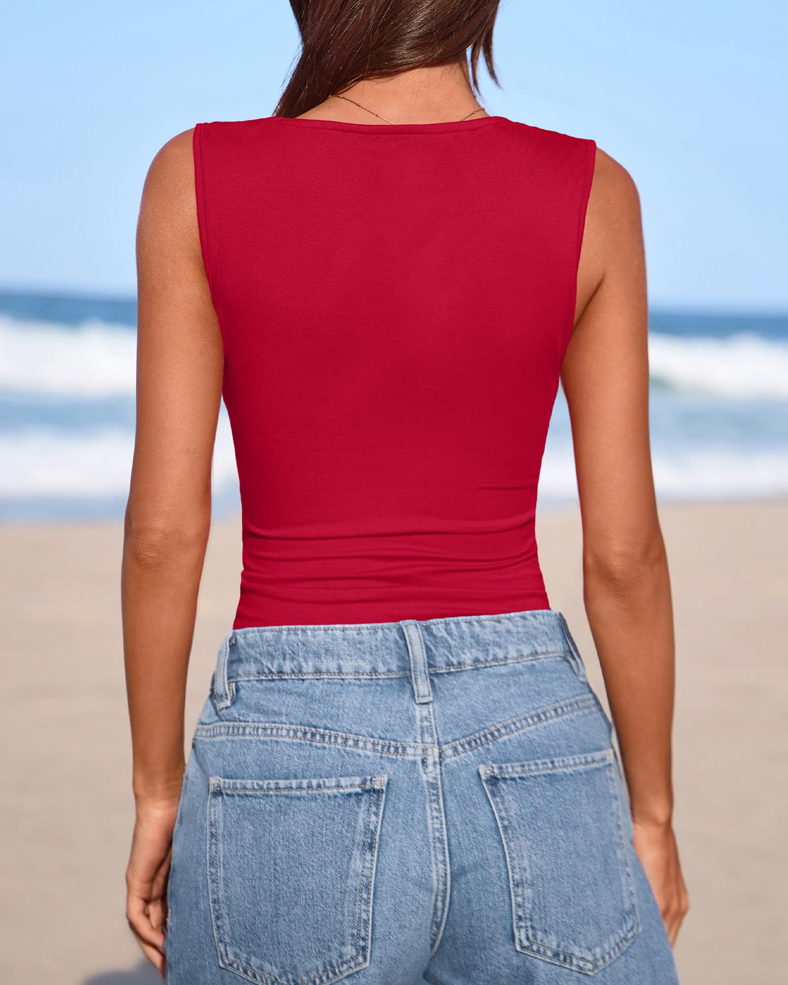 FreshPretty Spring Tops for Women Asymmetrical Neck Sleeveless Going Out Summer Outfits Casual Ruched Y2k Tank Top Clothes