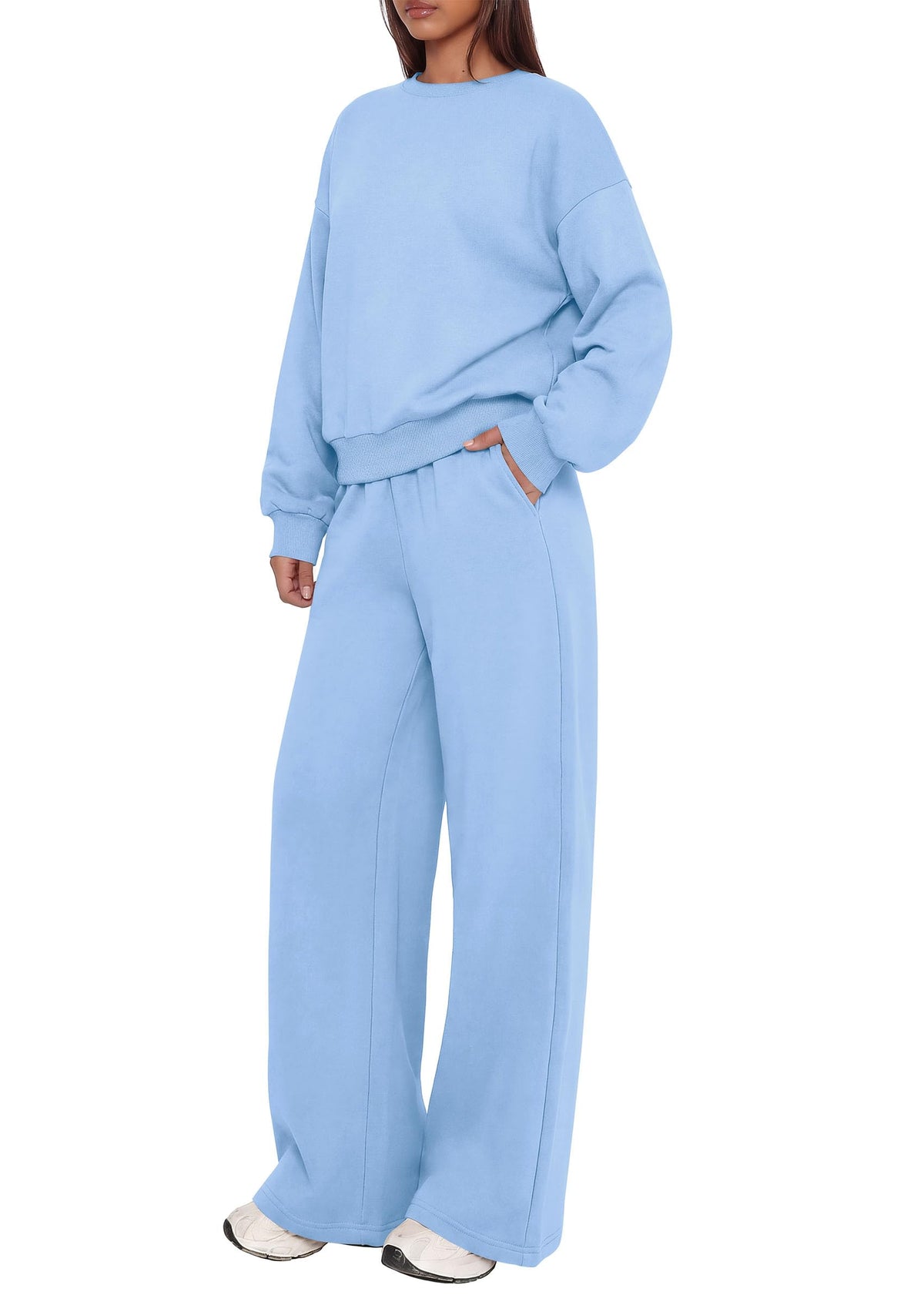 PRETTYGARDEN 2 Piece Lounge Sets for Women Casual Sweatsuits | Soft Fleece Lining,Crew Neck Oversized Sweatshirt & Wide Leg Pants,Workout Airport Matching Set Tracksuit,Fall Winter Outfits