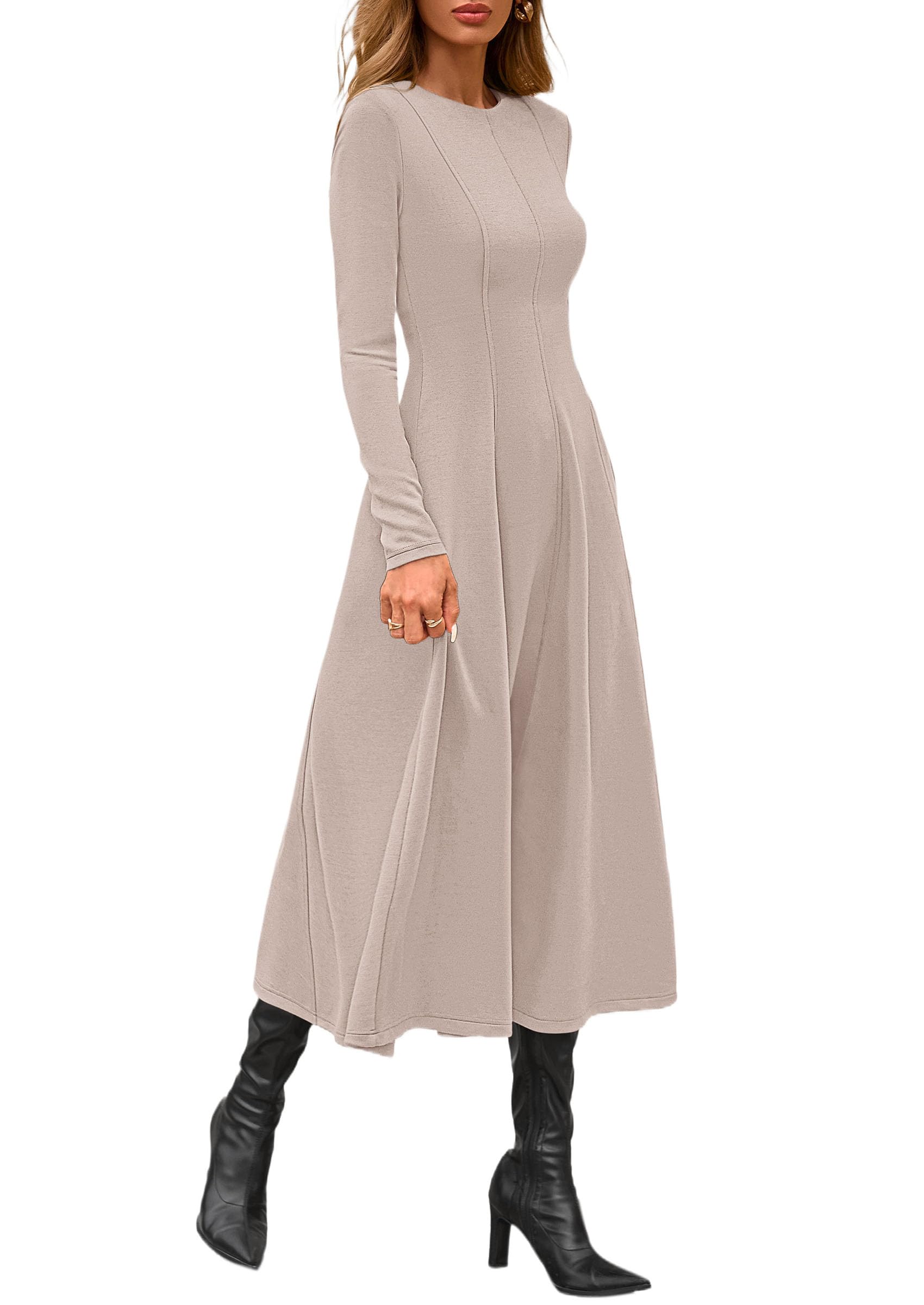 PRETTYGARDEN Cocktail Dresses for Women  Elegant Classy Fall Long Sleeve Midi A Line Flowy Modest Winter Party Dress