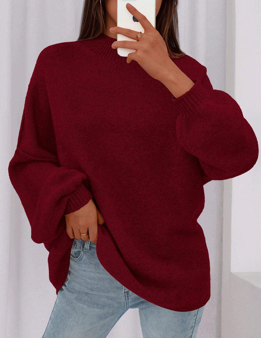 PRETTYGARDEN Women's 2026 Fall Oversized Sweaters Chunky Knit Mock Neck Long Sleeve Casual Trendy Pullover Winter Clothes