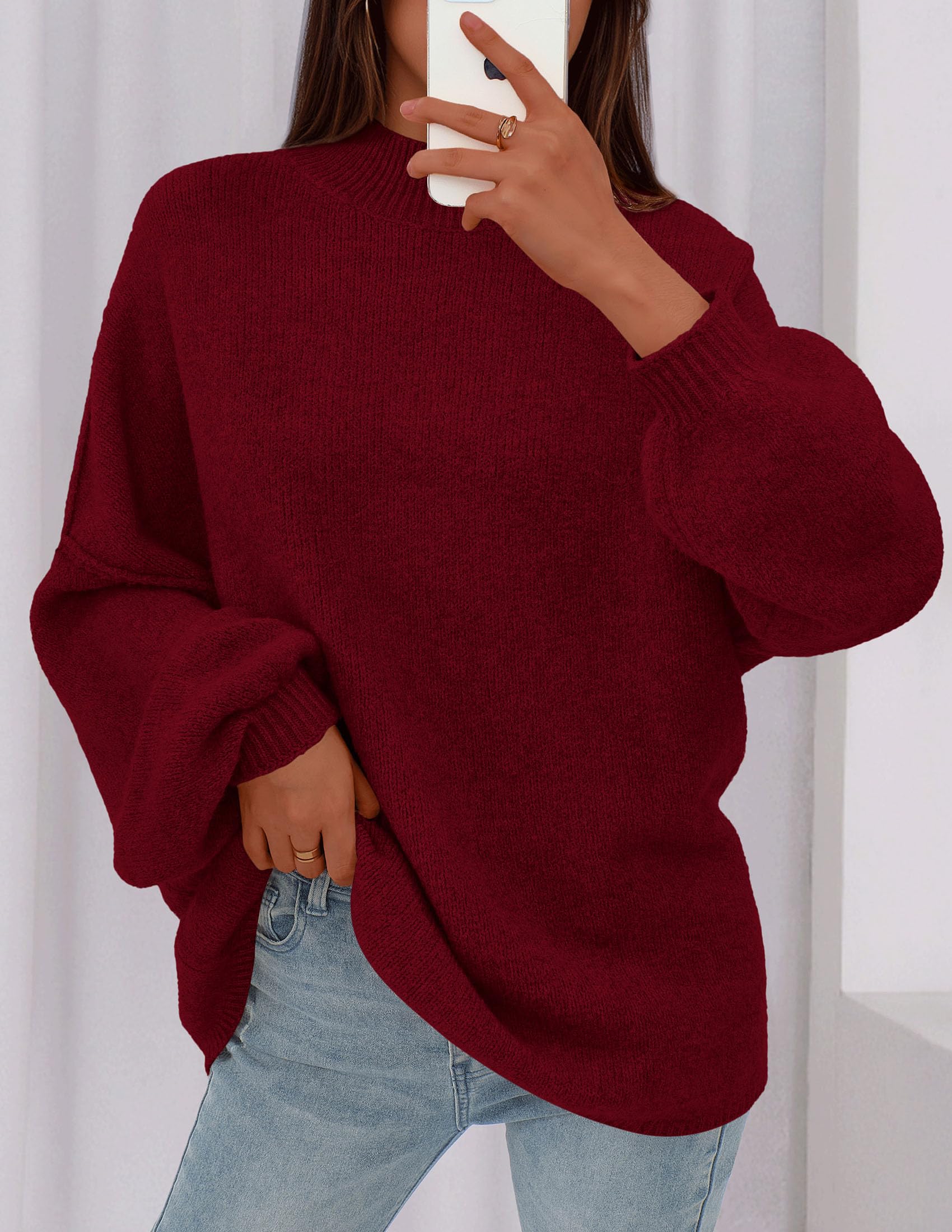 PRETTYGARDEN Women's 2026 Fall Oversized Sweaters Chunky Knit Mock Neck Long Sleeve Casual Trendy Pullover Winter Clothes