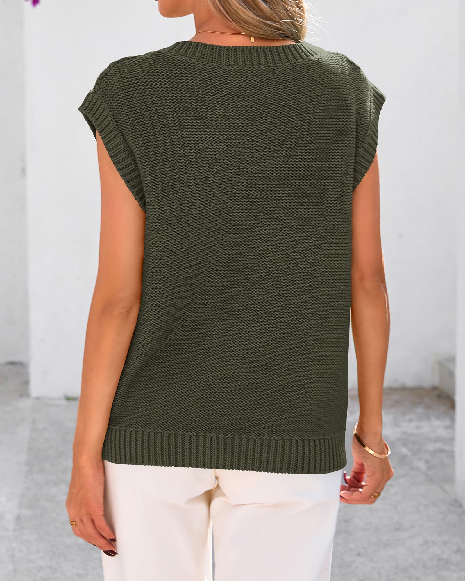 FreshPretty Sweater Vest Women Oversized V Neck Cable Knit Casual Pullover Sweaters Fall Outfits Sleeveless Tops