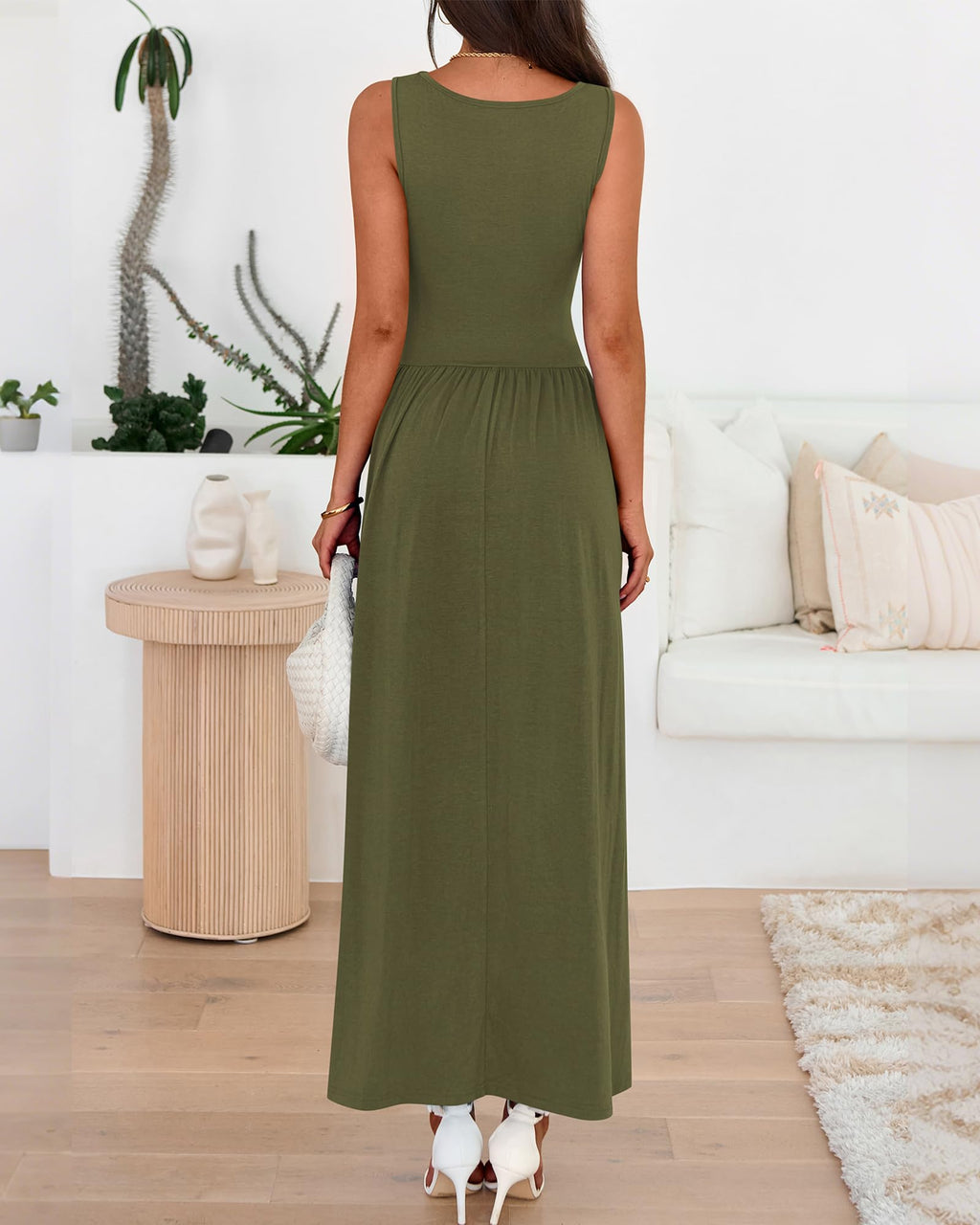 BTFBM Summer Maxi Dresses for Women Spring Sleeveless Casual Ruched High Waisted Long Sundress Flowy Beach Dress