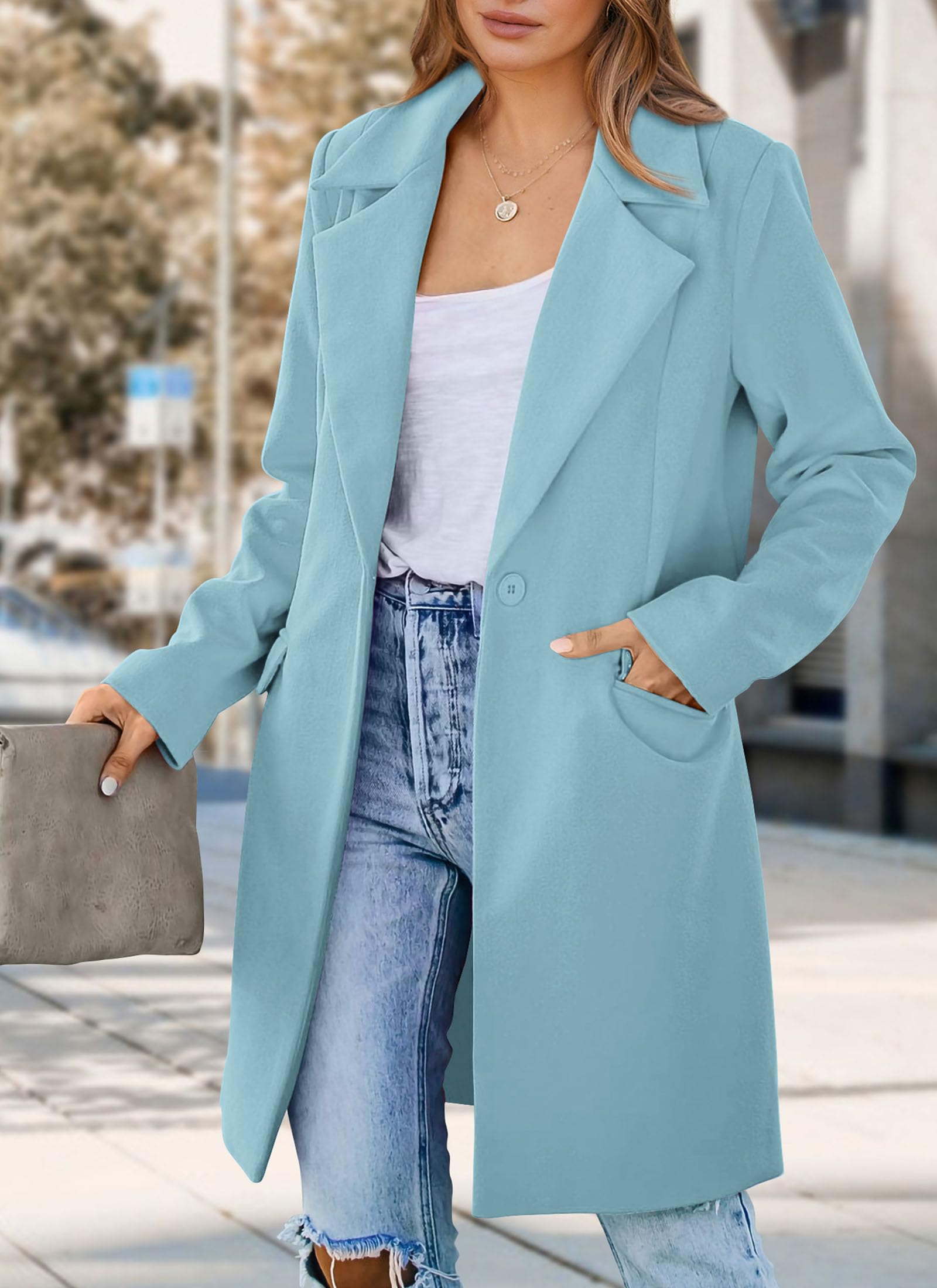 PRETTYGARDEN Women's Spring Fall Long Blazer Jackets Long Sleeve Lapel Pockets Loose Fit Work Casual Blazers Outerwear