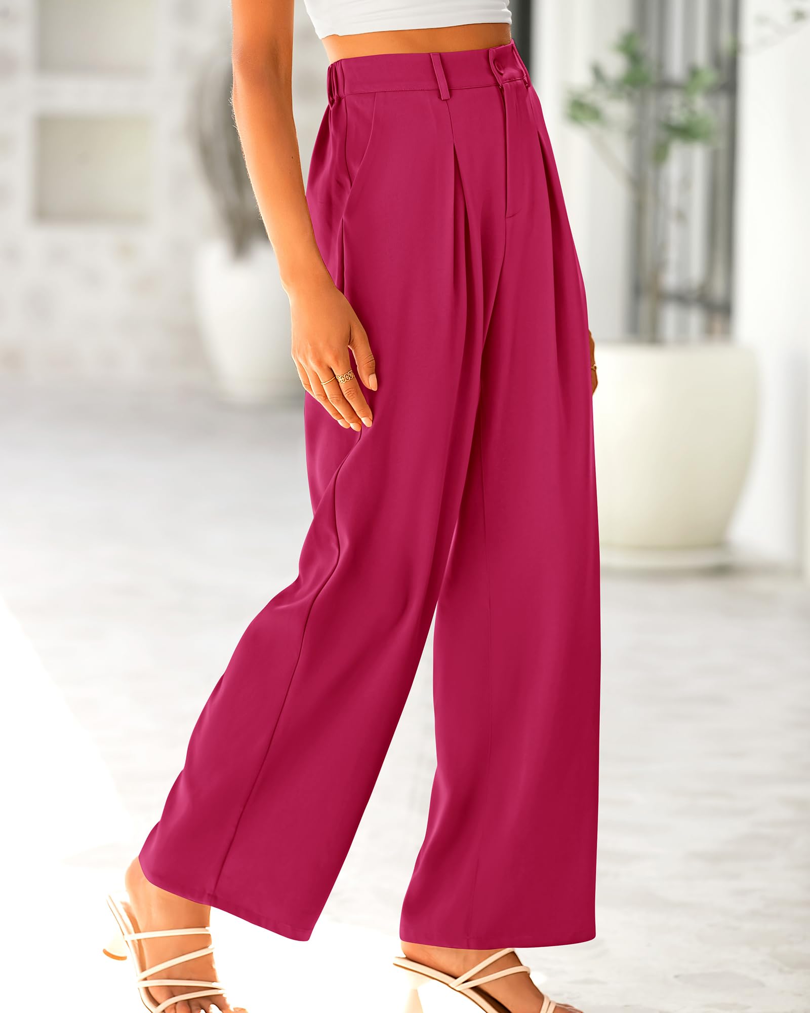 BTFBM Women High Waist Palazzo Pants Spring Casual Wide Leg Trousers Loose Work Office Business Suit Pant Pockets