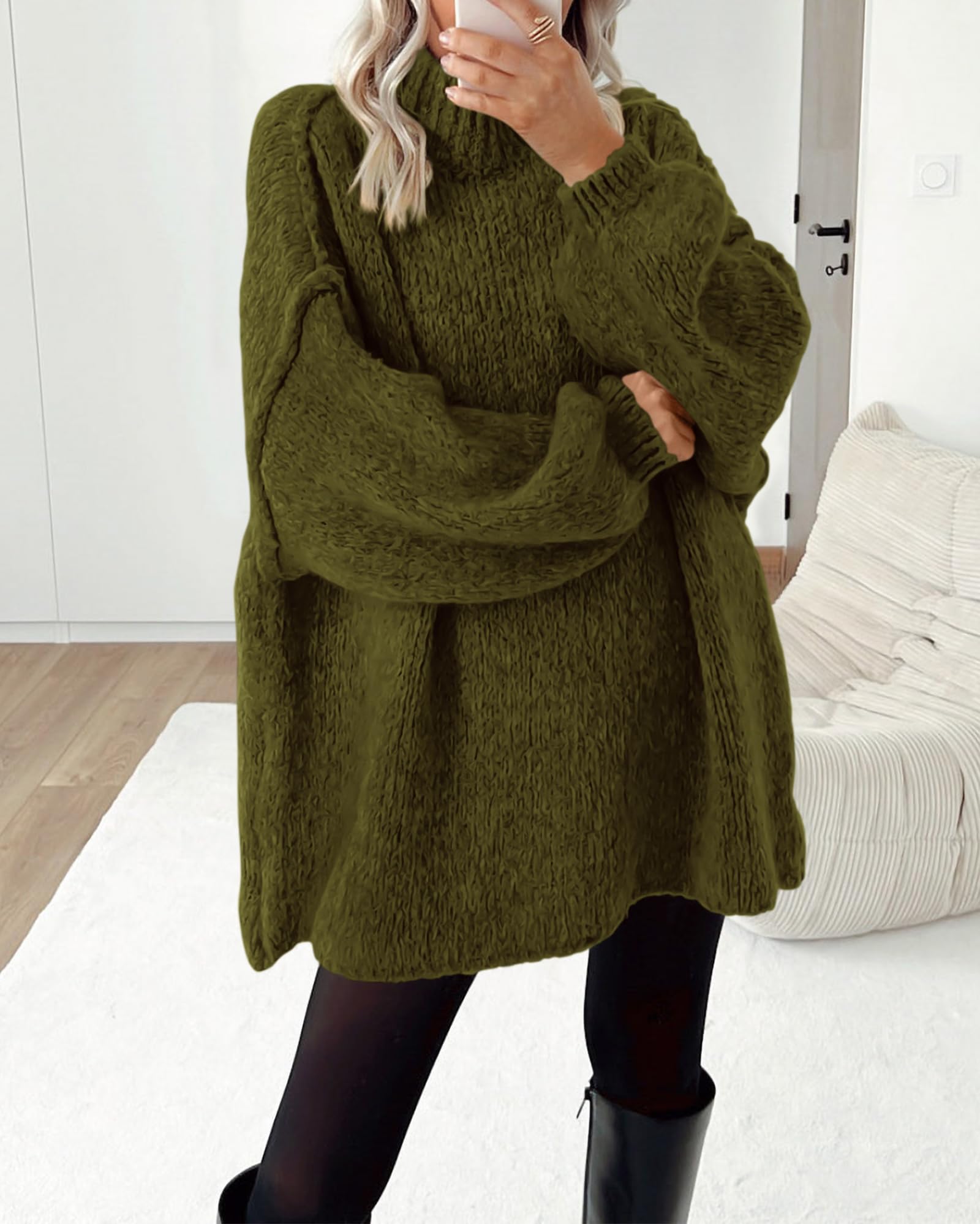 BTFBM Sweaters for Women Fall Long Sleeve Mock Neck Cable Knit Oversized Sweater Pullover Tops Thick Winter Clothes