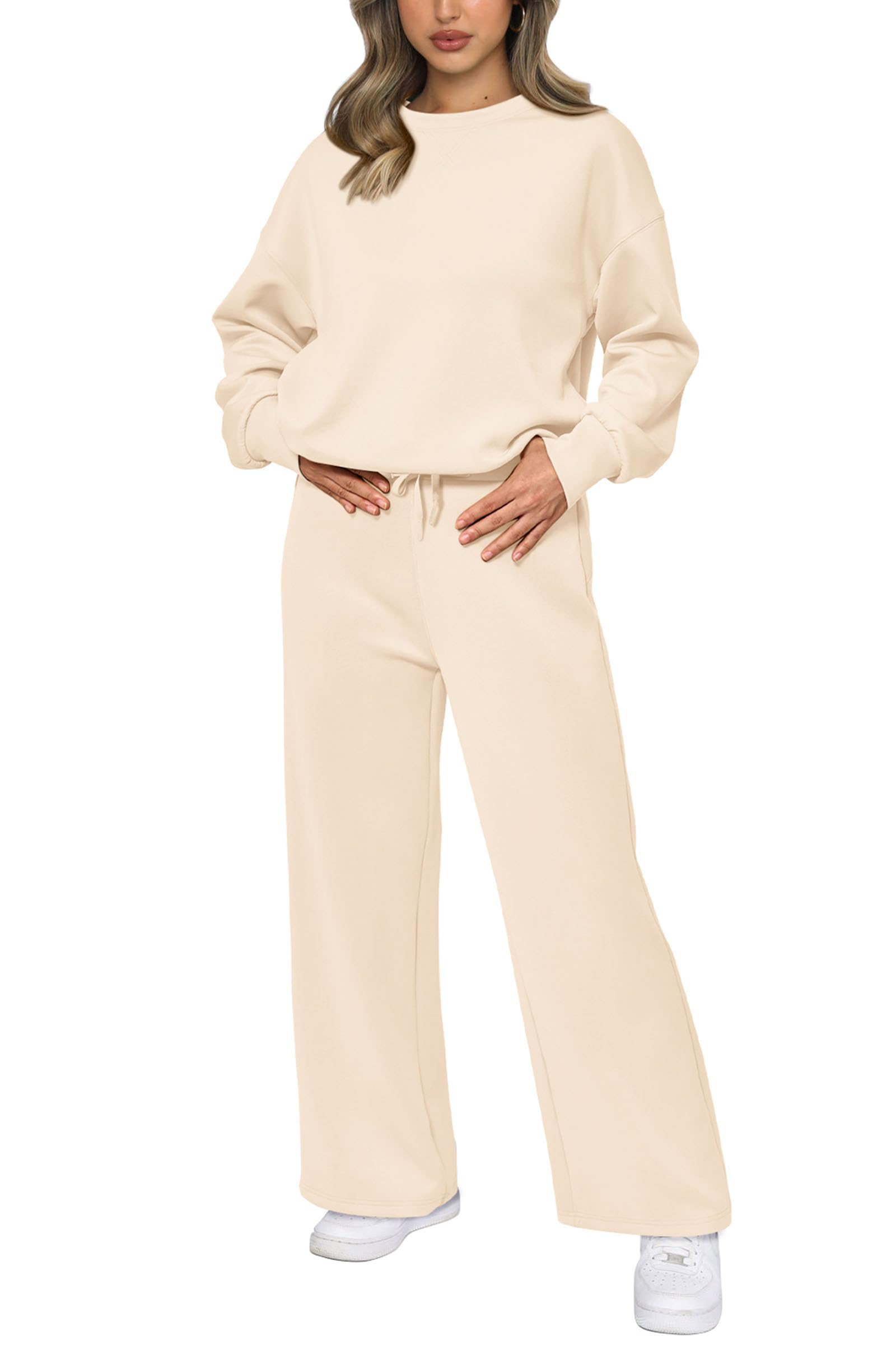 PRETTYGARDEN Womens 2 Piece Outfits Fall Long Sleeve Sweatshirt Wide Leg Pants Lounge Sets Winter Sweatsuits Tracksuit