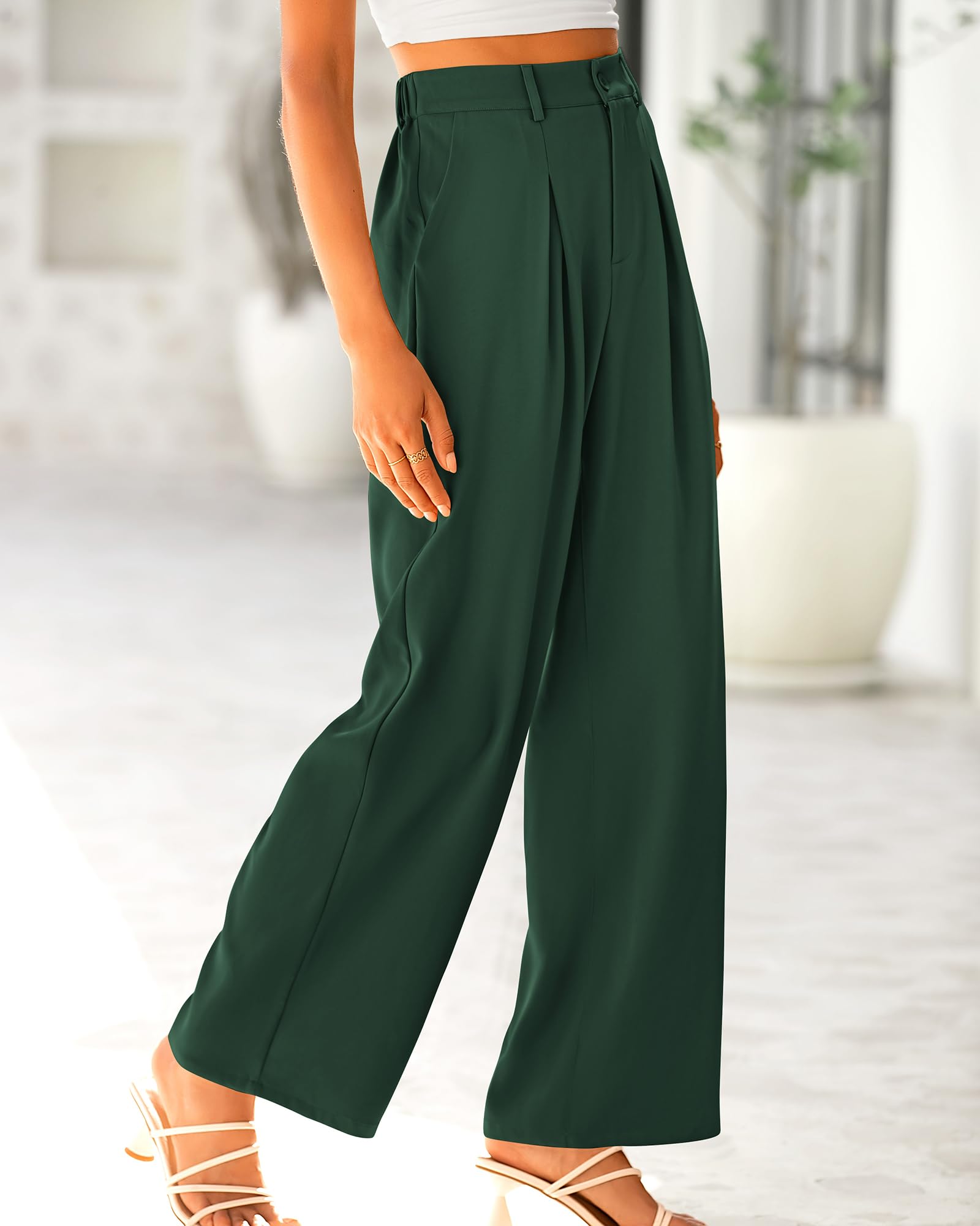 BTFBM Women High Waist Palazzo Pants Spring Casual Wide Leg Trousers Loose Work Office Business Suit Pant Pockets