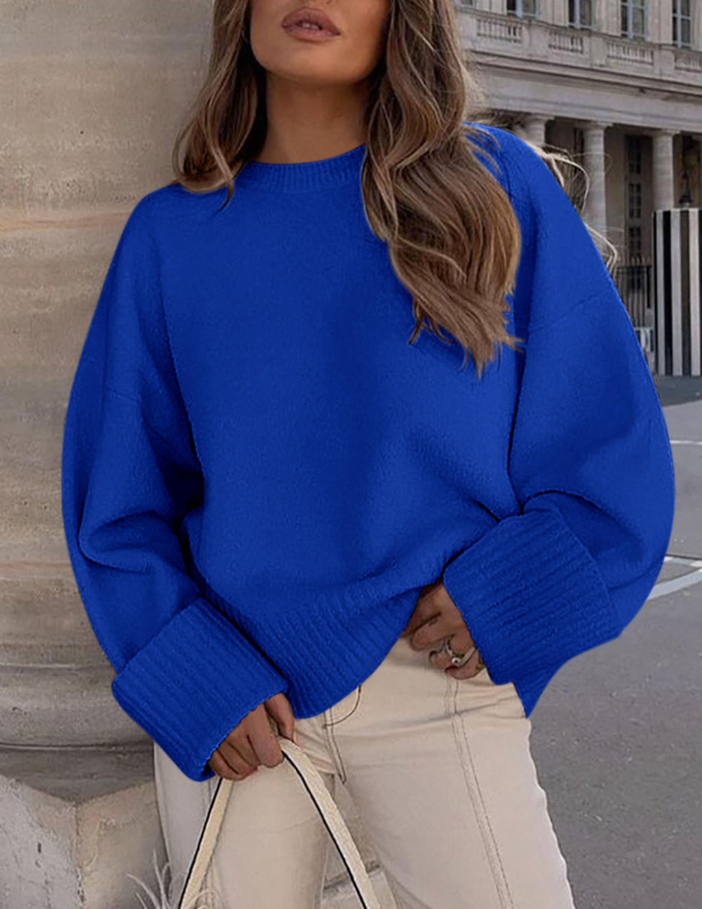 PRETTYGARDEN Women's Fall Oversized Sweaters Casual Crewneck Pullover Long Sleeve Fuzzy Chunky Knit Tops Blouse