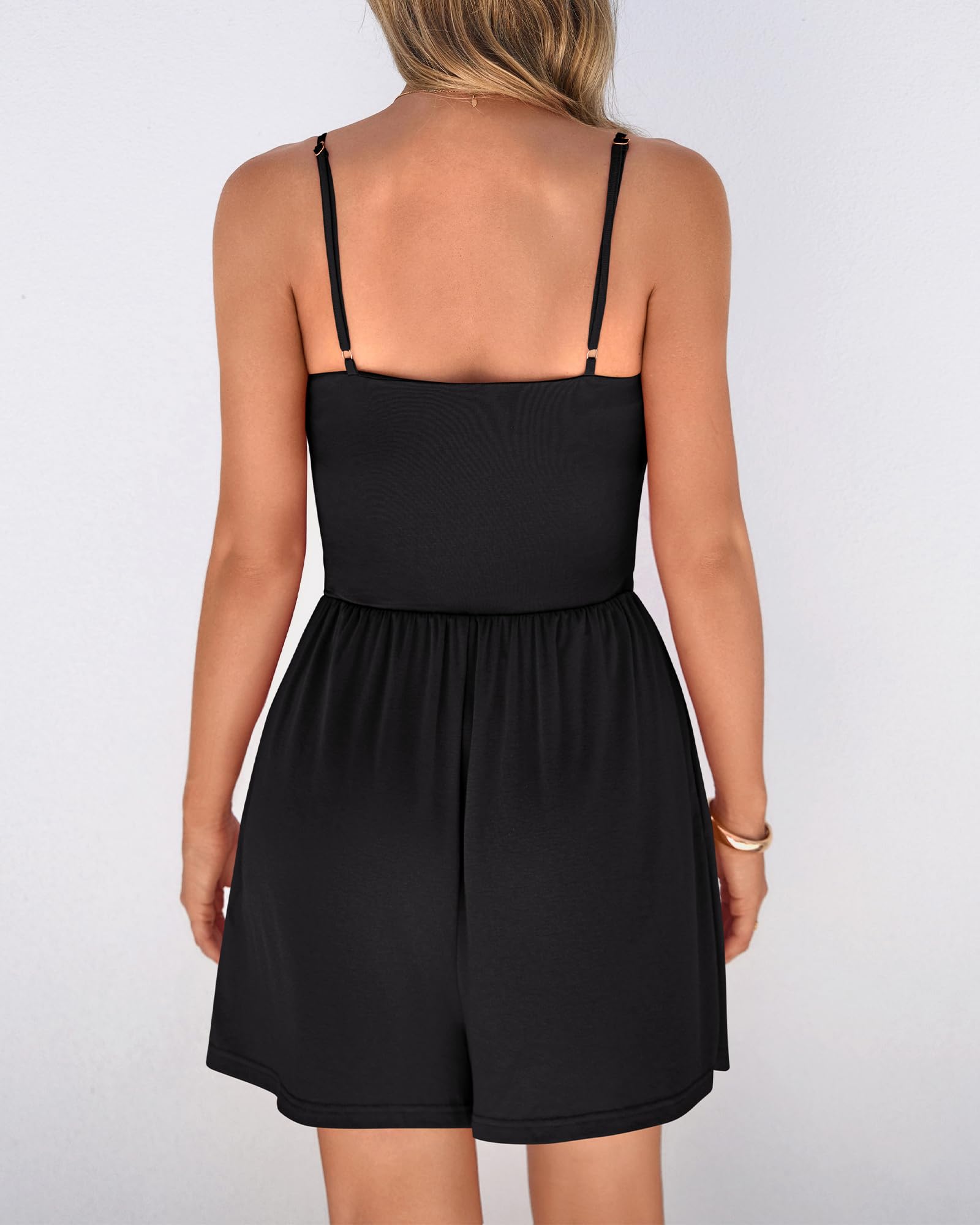 FreshPretty Summer Rompers For Women Casual One Piece Spaghetti Strap Sleeveless Shorts Jumpsuit Beach Vacation Outfits