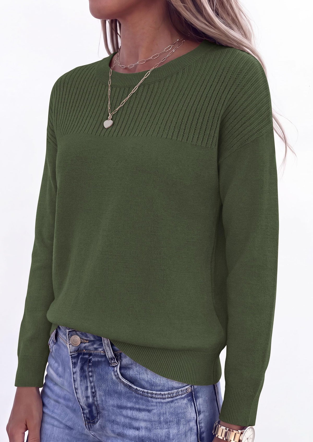 PRETTYGARDEN Sweaters for Women Fall Crewneck Knit Cropped Sweater Soft Cozy Relaxed Fit Long Sleeve Lightweight Basic Pullover Top, Winter Business Casual